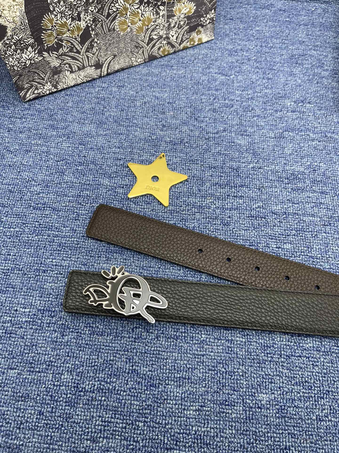 Dior Male Basic Belt Cow Leather Black Adjustable S-m