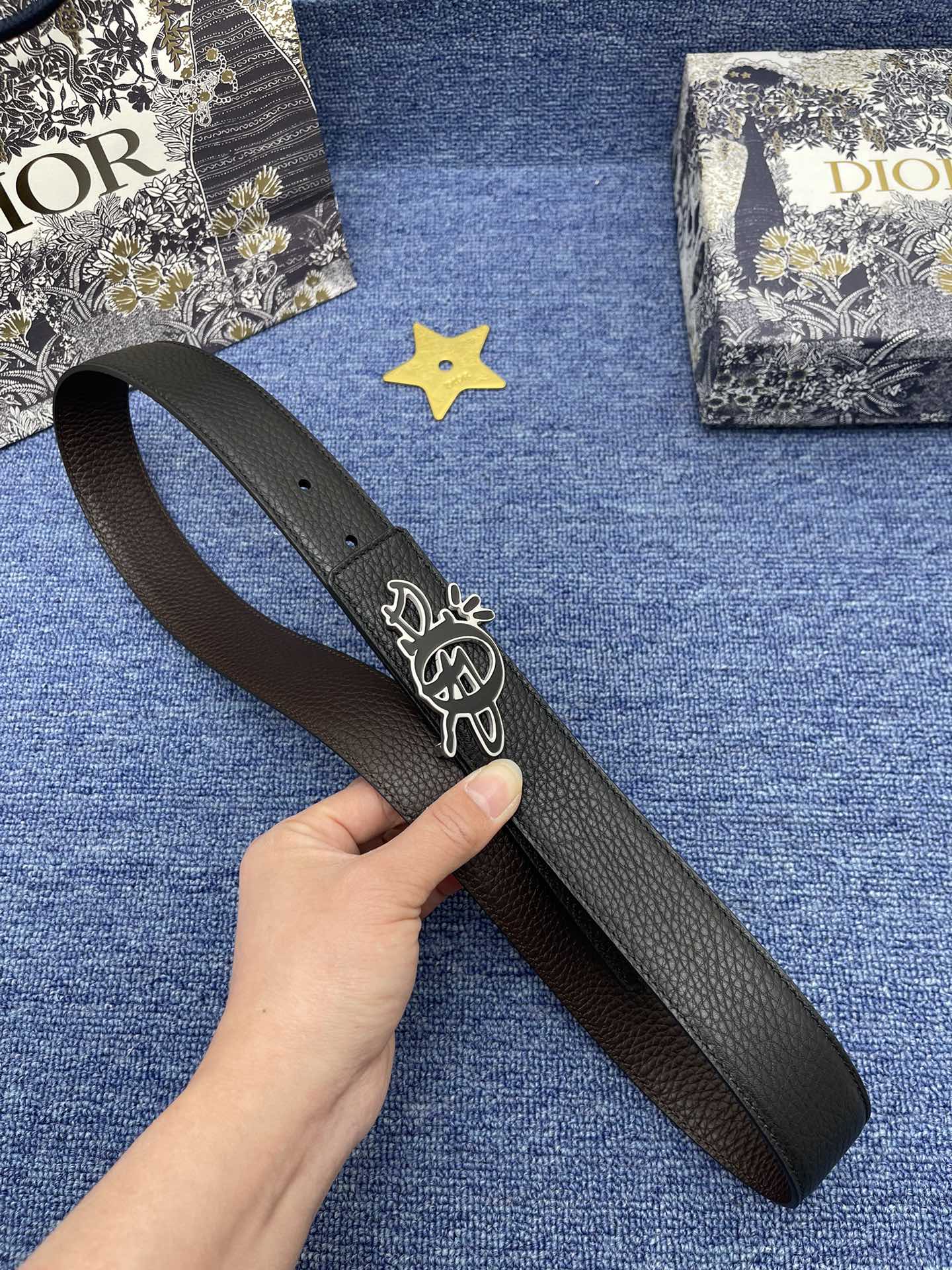 Dior Male Basic Belt Cow Leather Black Adjustable S-m