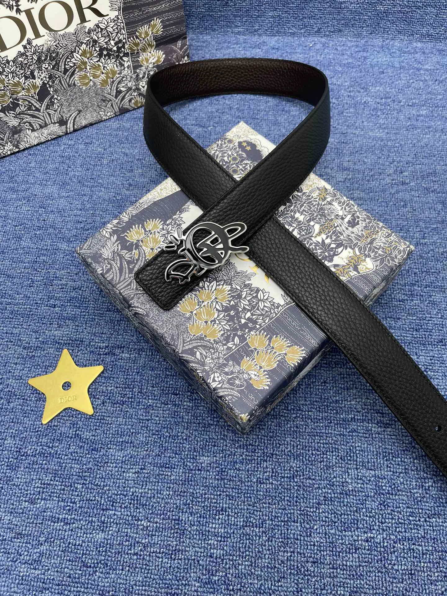 Dior Male Basic Belt Cow Leather Black Adjustable S-m