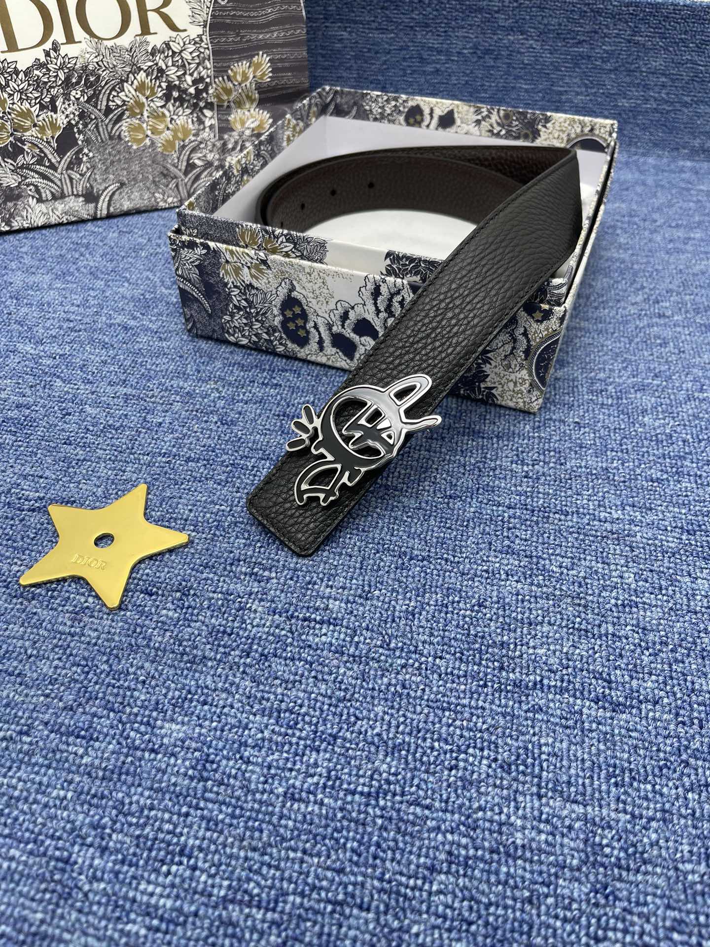 Dior Male Basic Belt Cow Leather Black Adjustable S-m