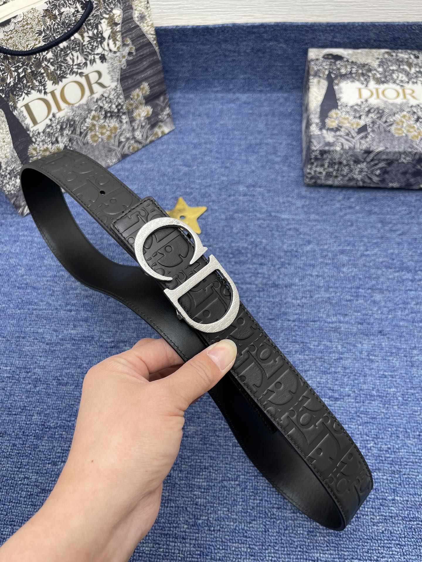 Dior Male Basic Belt Cow Leather Black Adjustable S-m