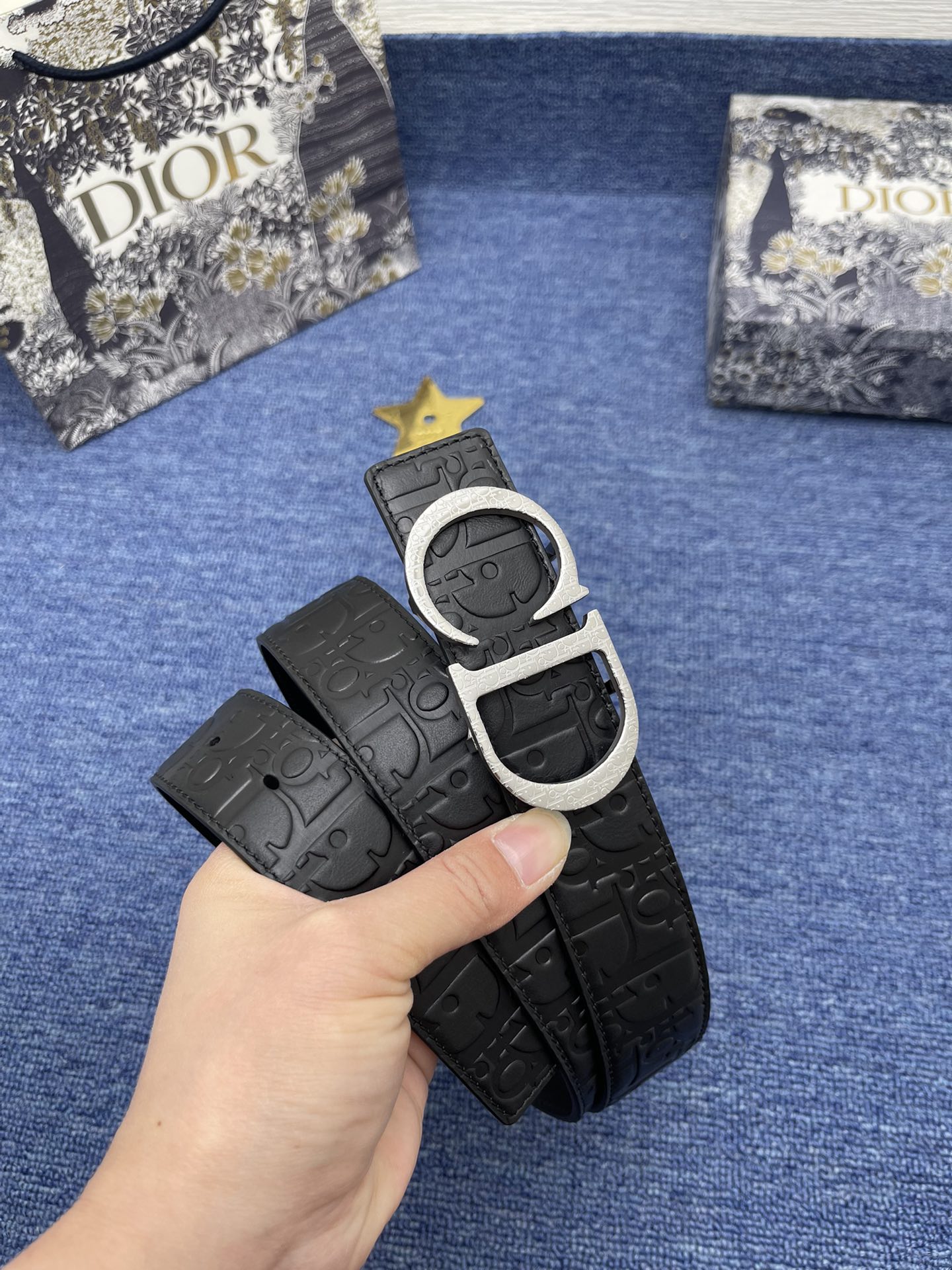 Dior Male Basic Belt Cow Leather Black Adjustable S-m