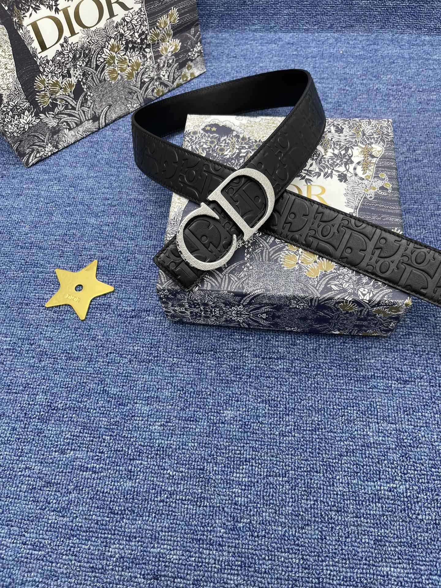 Dior Male Basic Belt Cow Leather Black Adjustable S-m