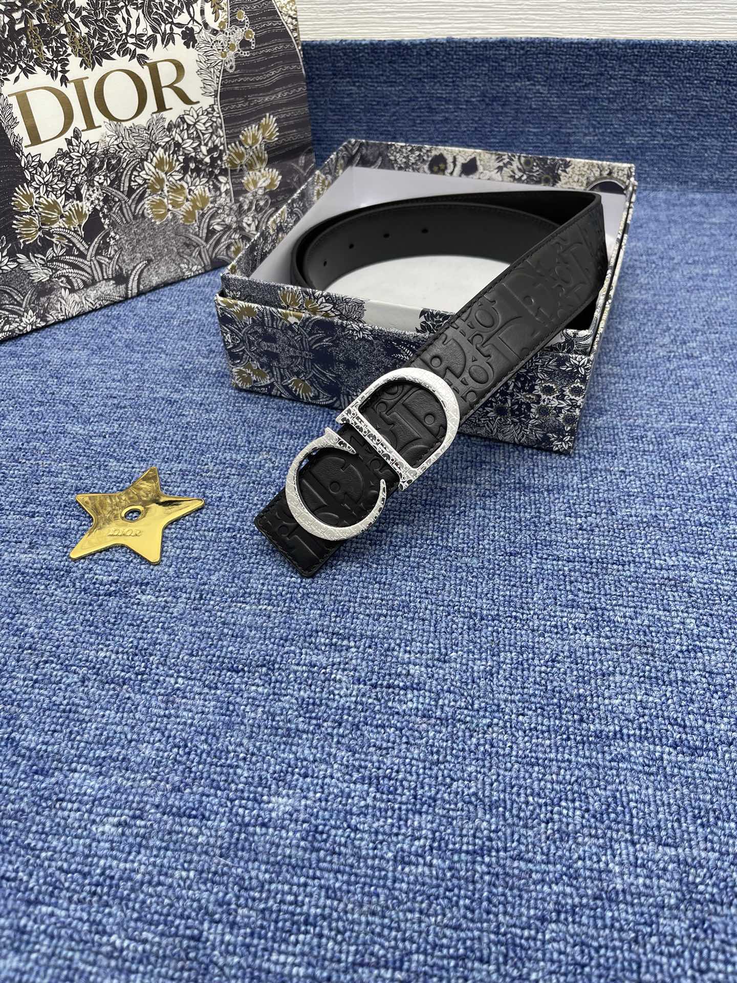 Dior Male Basic Belt Cow Leather Black Adjustable S-m