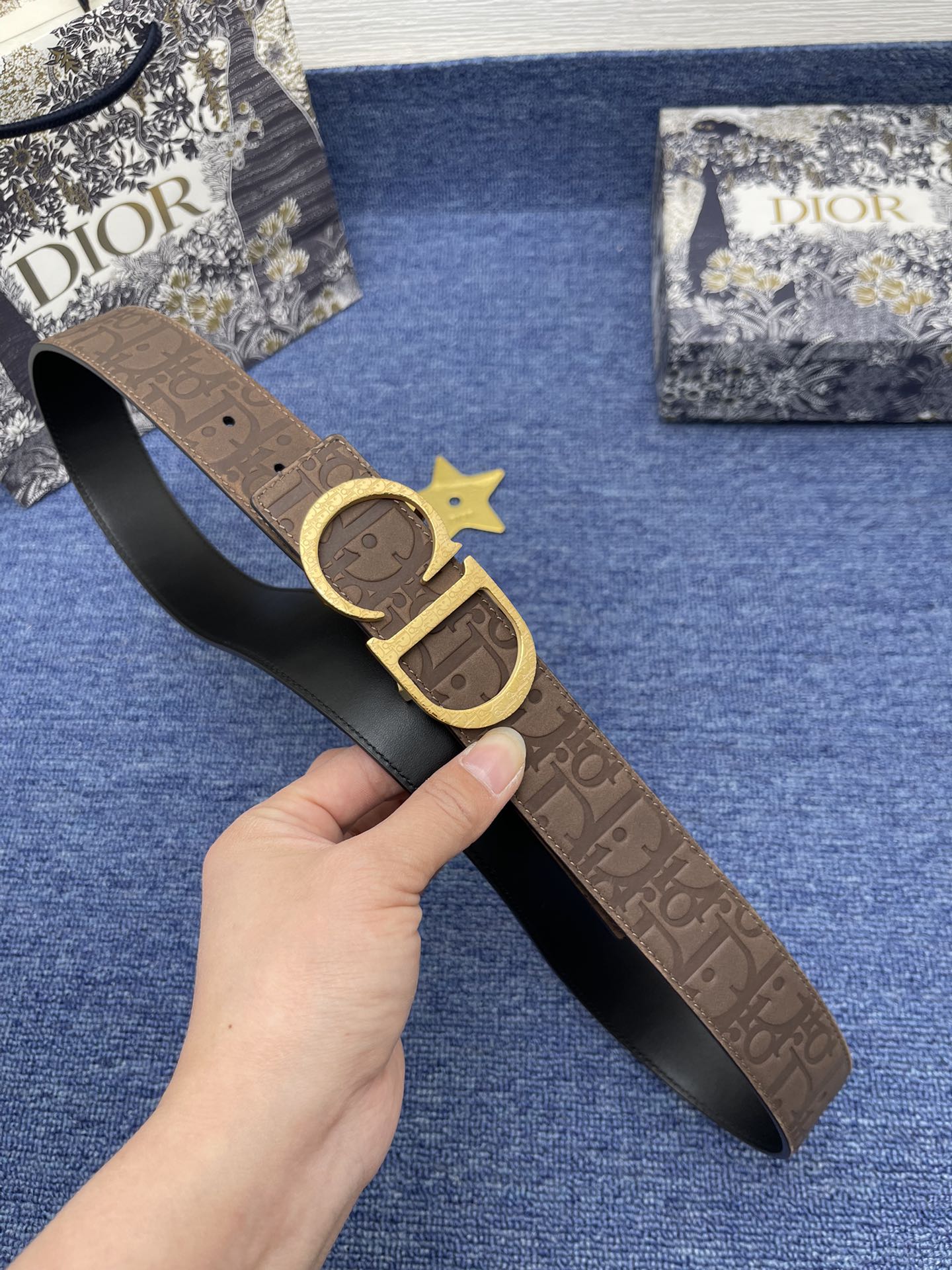 Dior Male Basic Belt Cow Leather Black Adjustable S-m