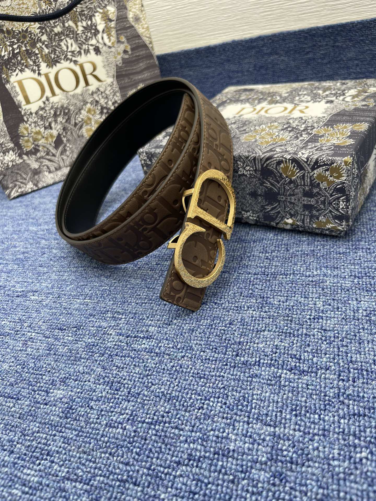Dior Male Basic Belt Cow Leather Black Adjustable S-m