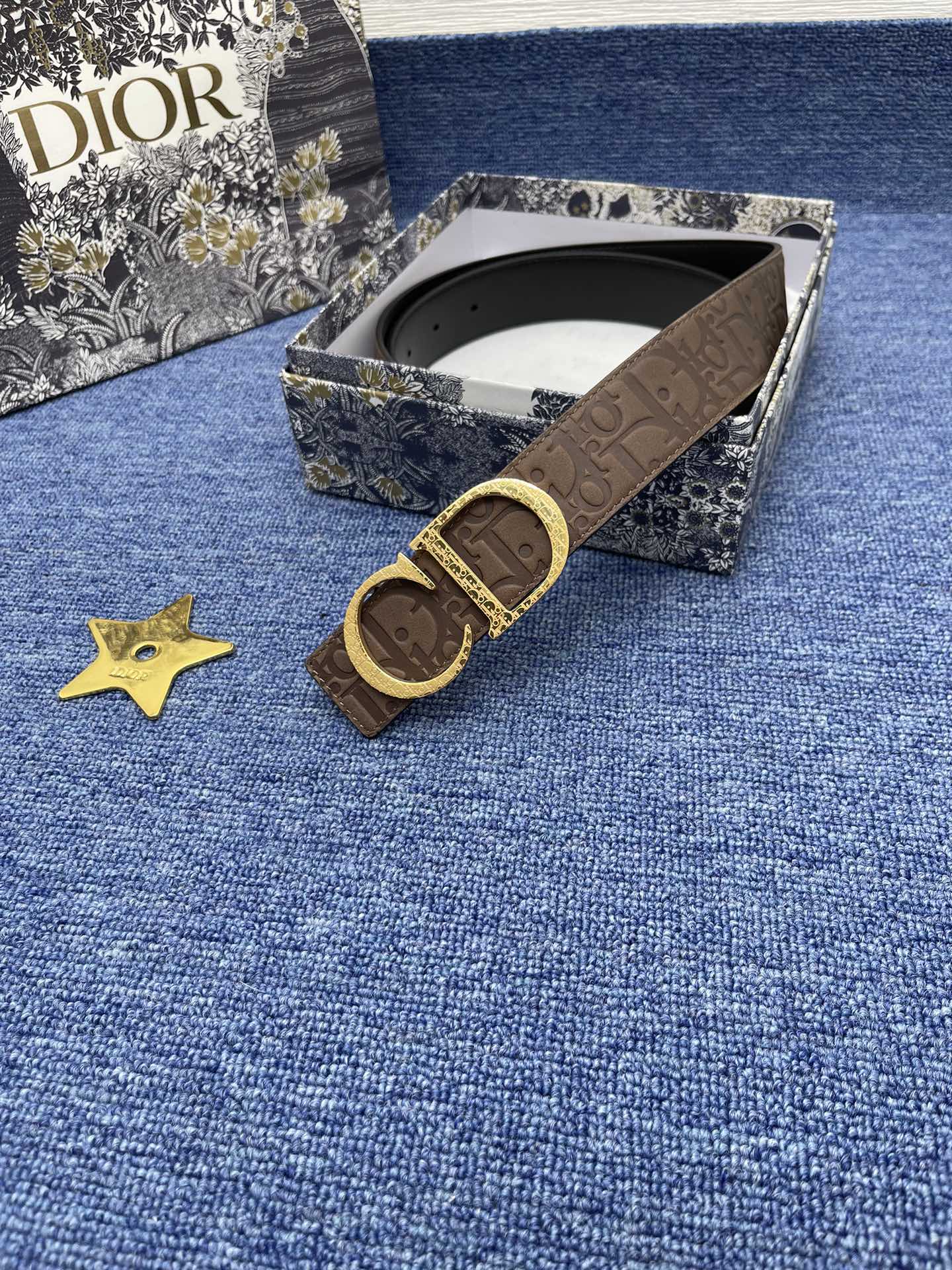 Dior Male Basic Belt Cow Leather Black Adjustable S-m