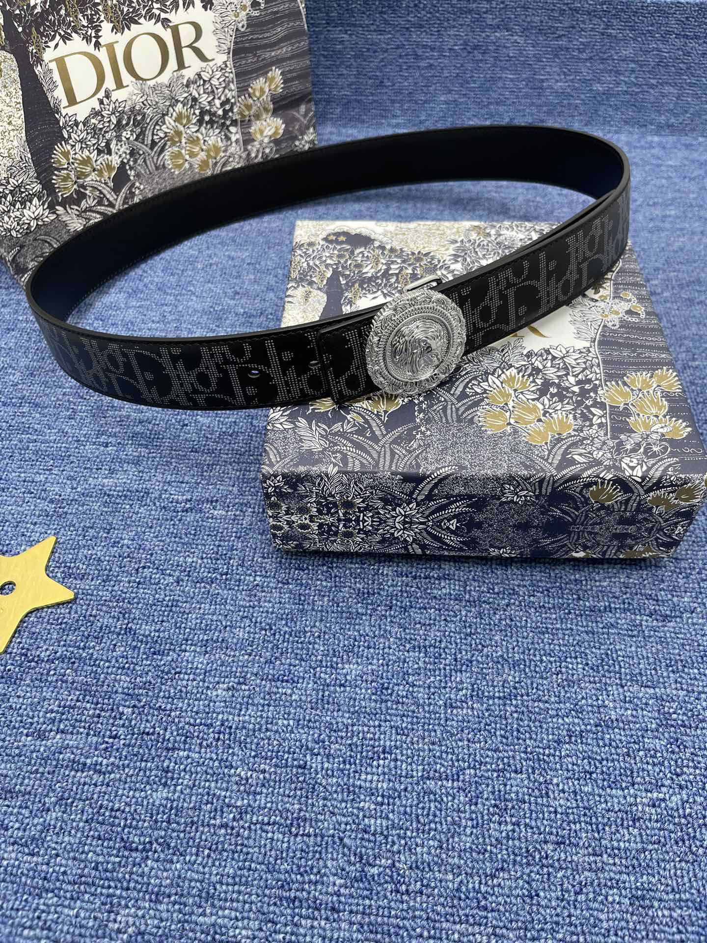 Dior Male Basic Belt Cow Leather Black Adjustable S-m