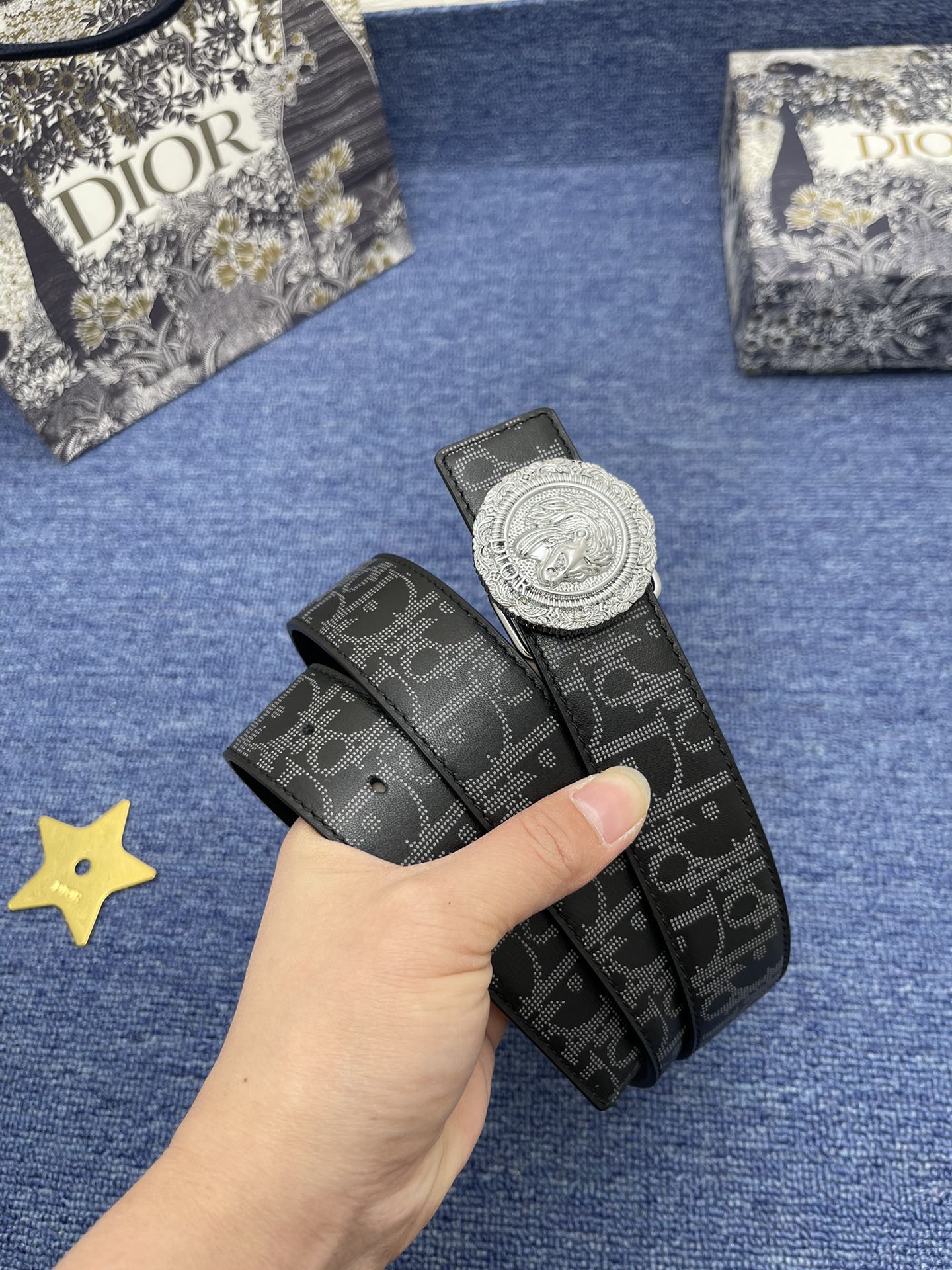 Dior Male Basic Belt Cow Leather Black Adjustable S-m