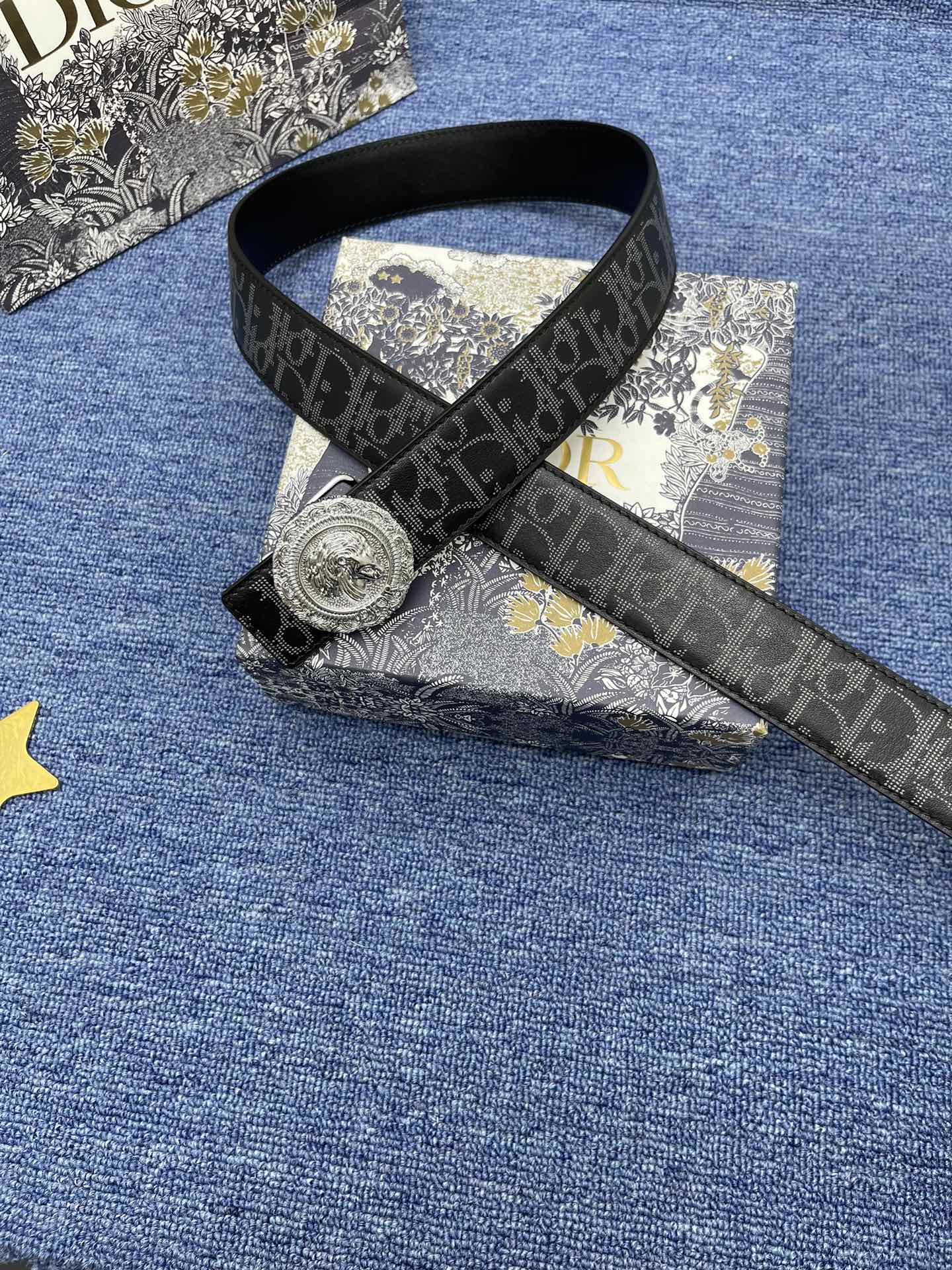 Dior Male Basic Belt Cow Leather Black Adjustable S-m