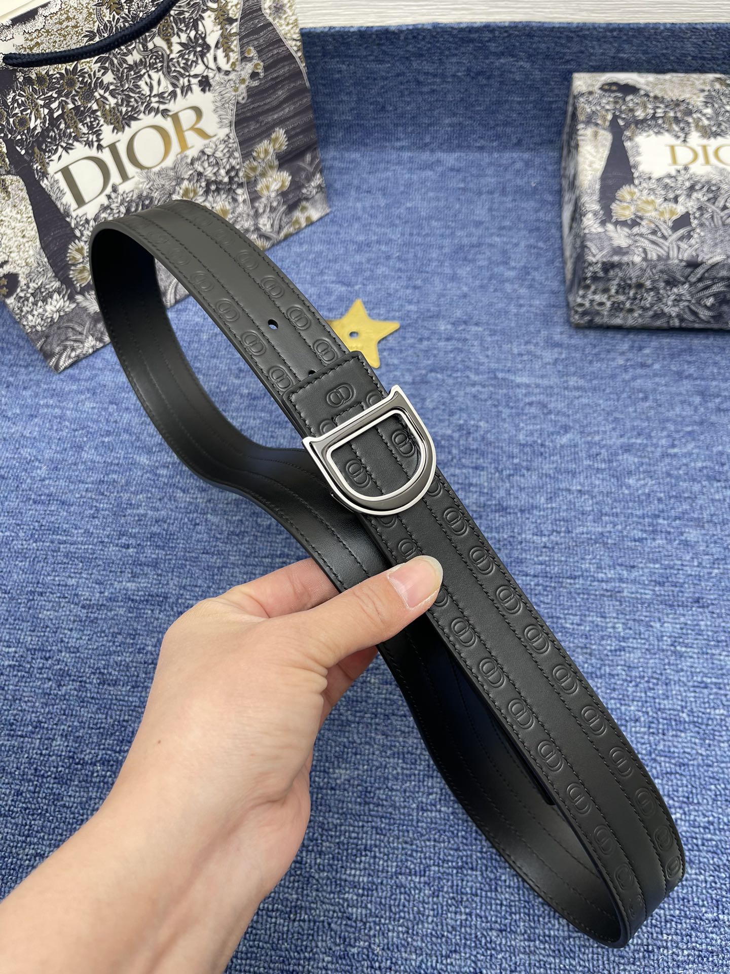 Dior Male Basic Belt Cow Leather Black Adjustable S-m