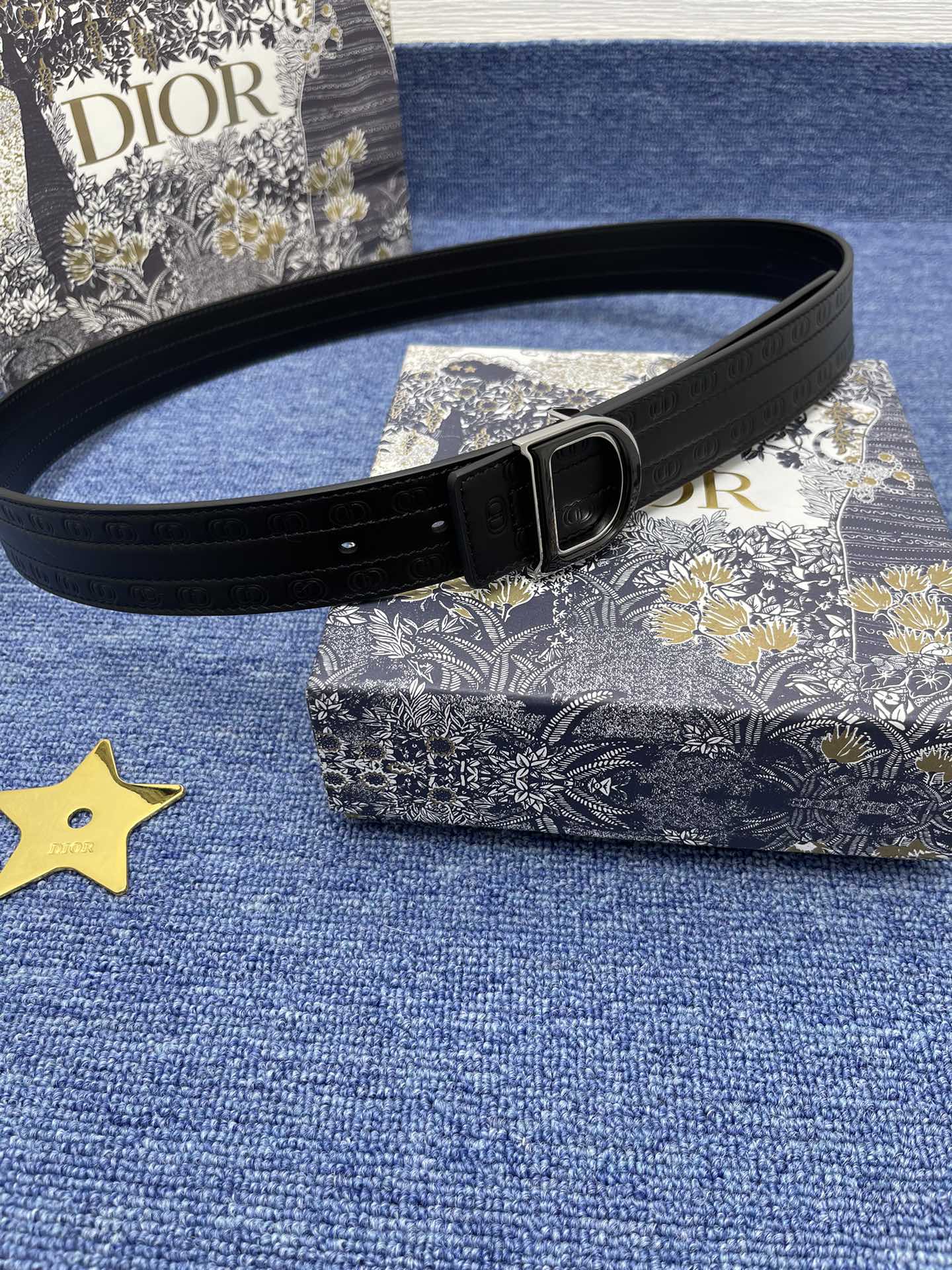 Dior Male Basic Belt Cow Leather Black Adjustable S-m