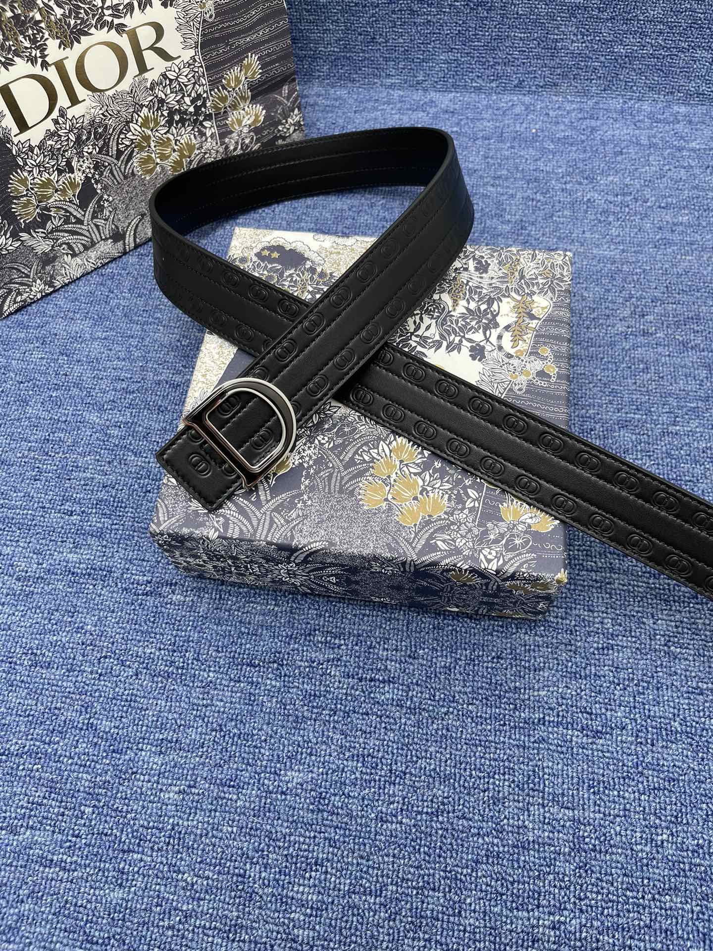 Dior Male Basic Belt Cow Leather Black Adjustable S-m