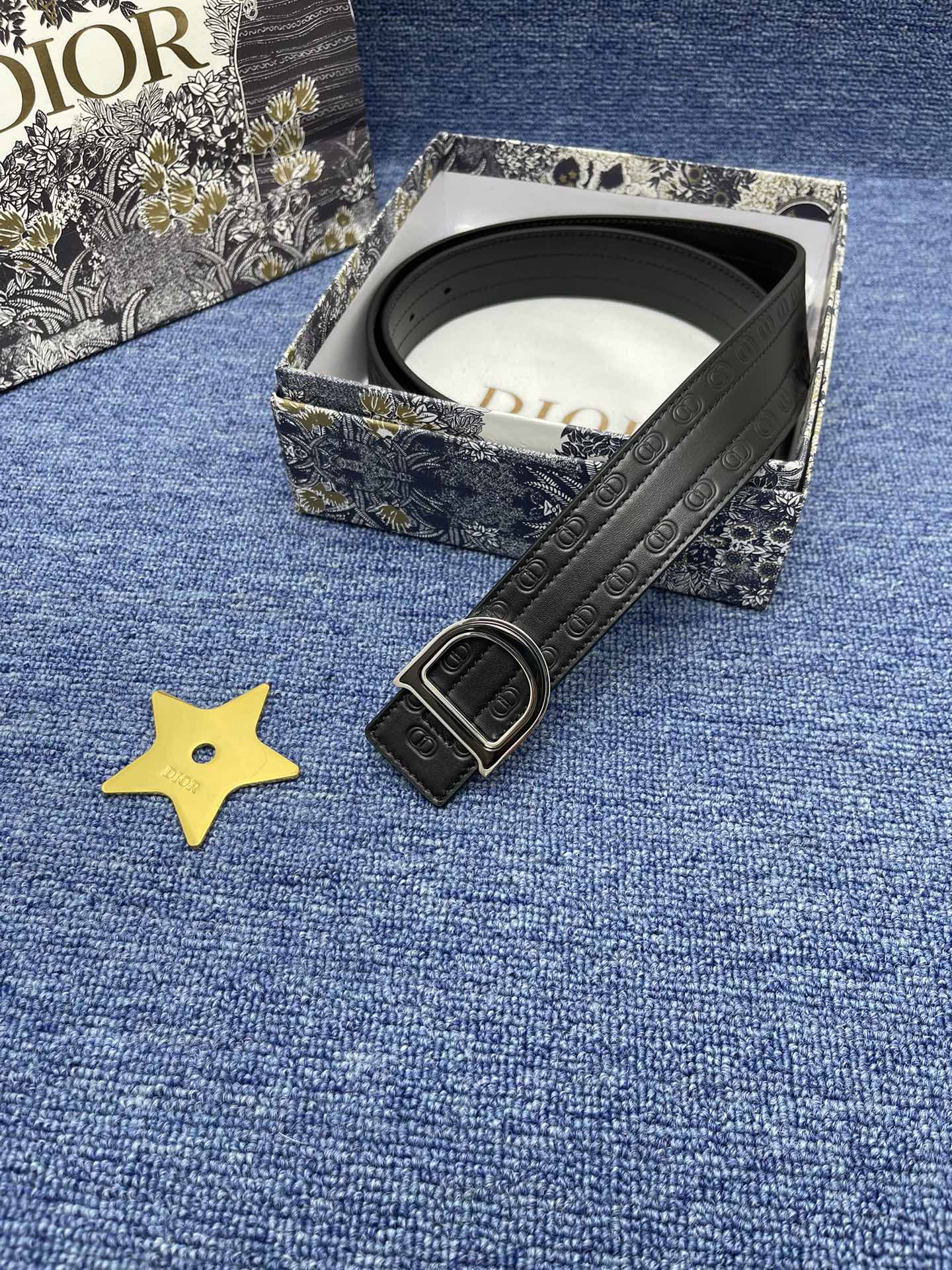 Dior Male Basic Belt Cow Leather Black Adjustable S-m