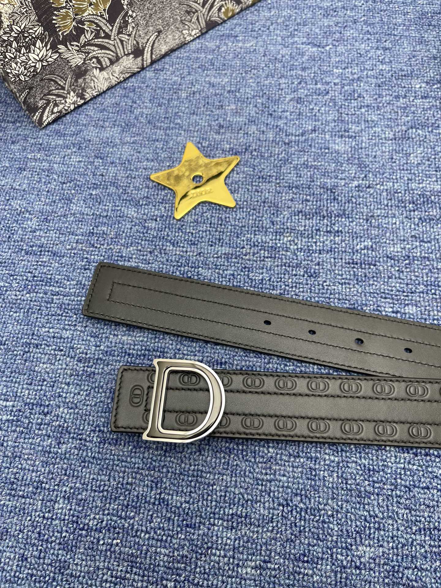 Dior Male Basic Belt Cow Leather Black Adjustable S-m