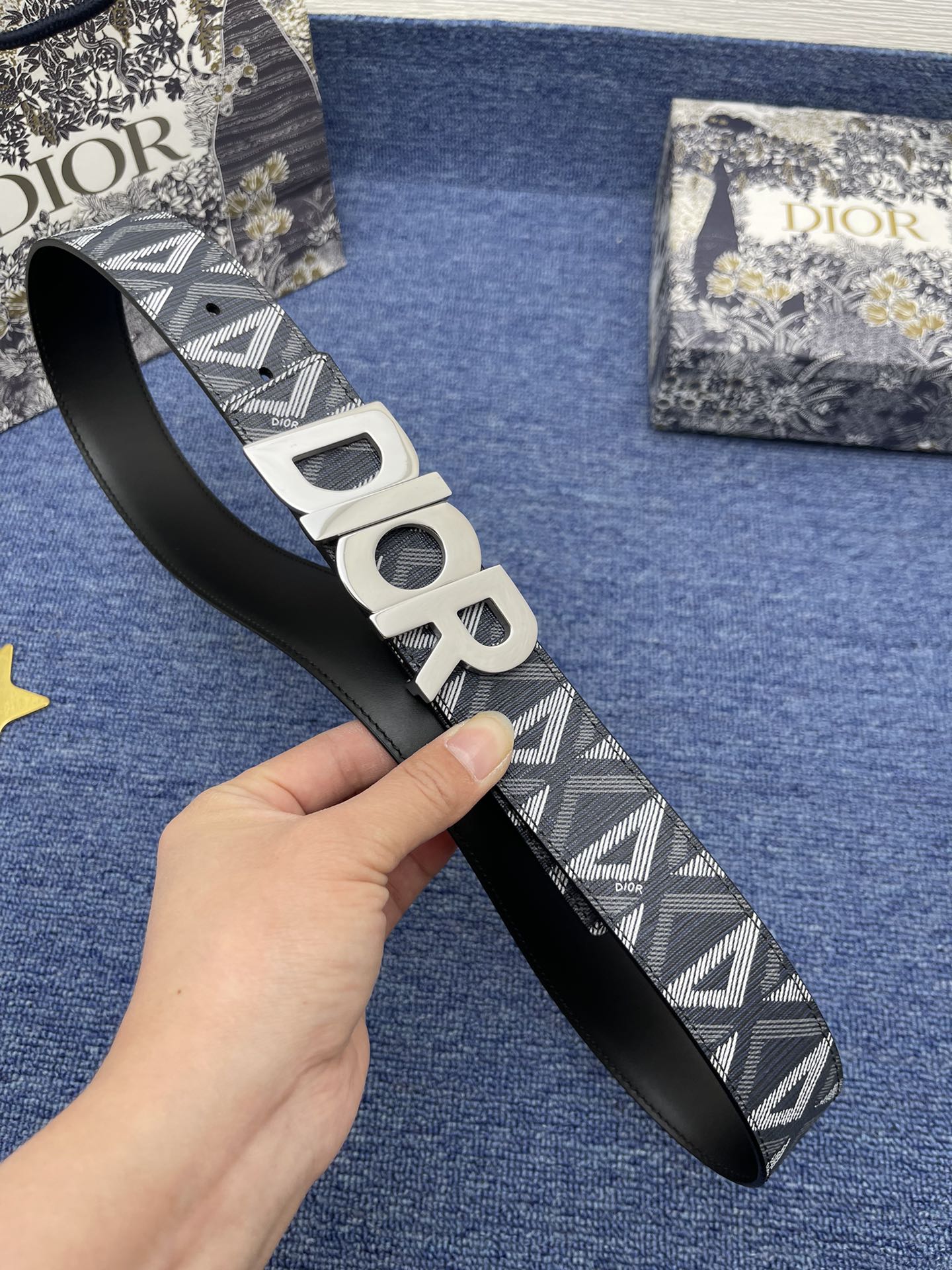 Dior Male Basic Belt Cow Leather Black Adjustable S-m