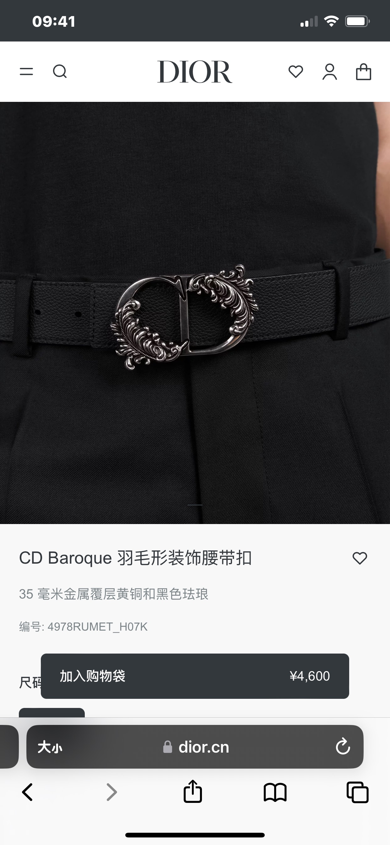 Dior Male Basic Belt Black M