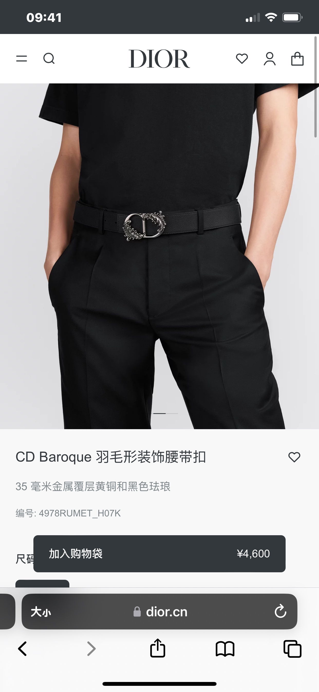 Dior Male Basic Belt Black M