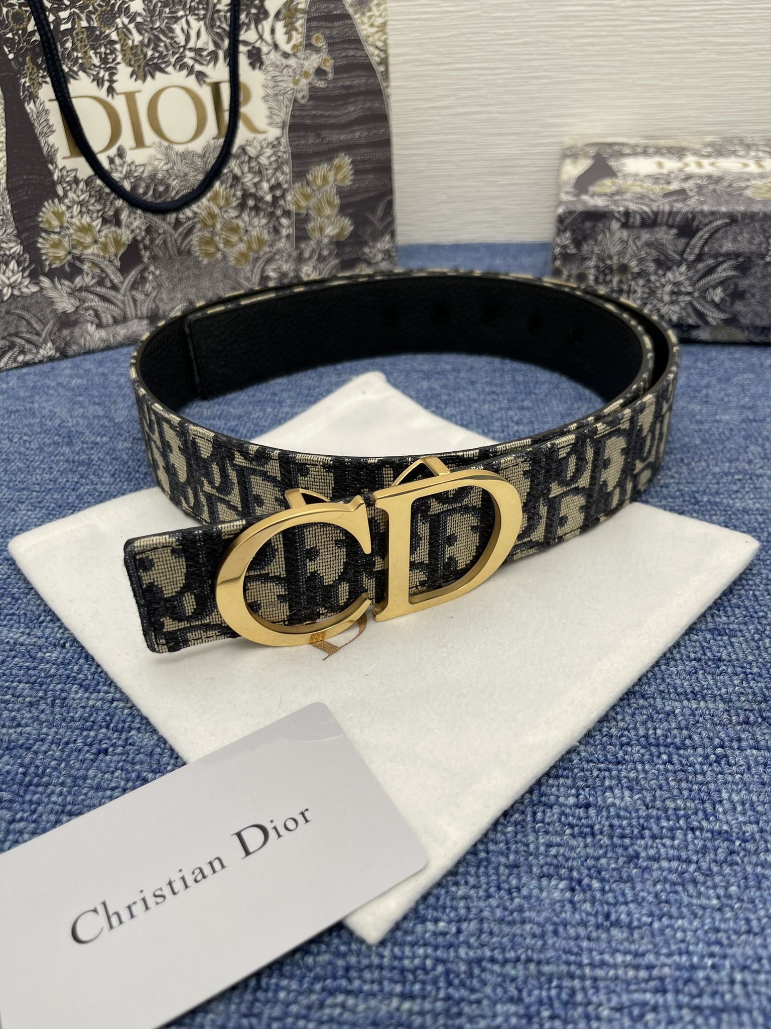 Dior Male Basic Belt Cow Leather Black Adjustable S-m