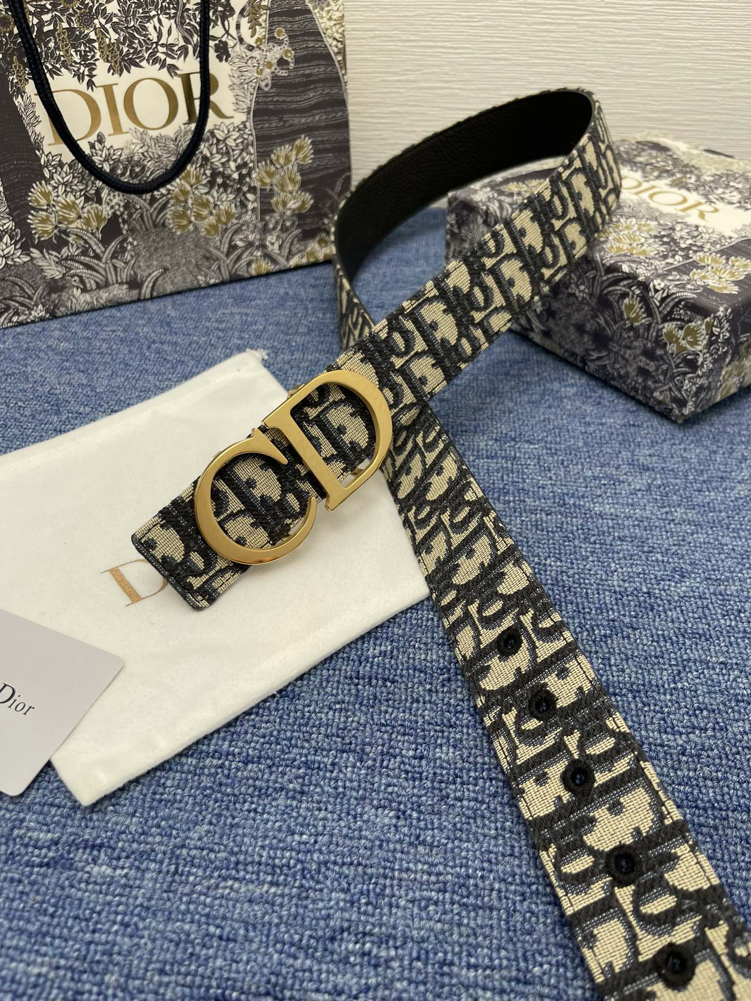 Dior Male Basic Belt Cow Leather Black Adjustable S-m