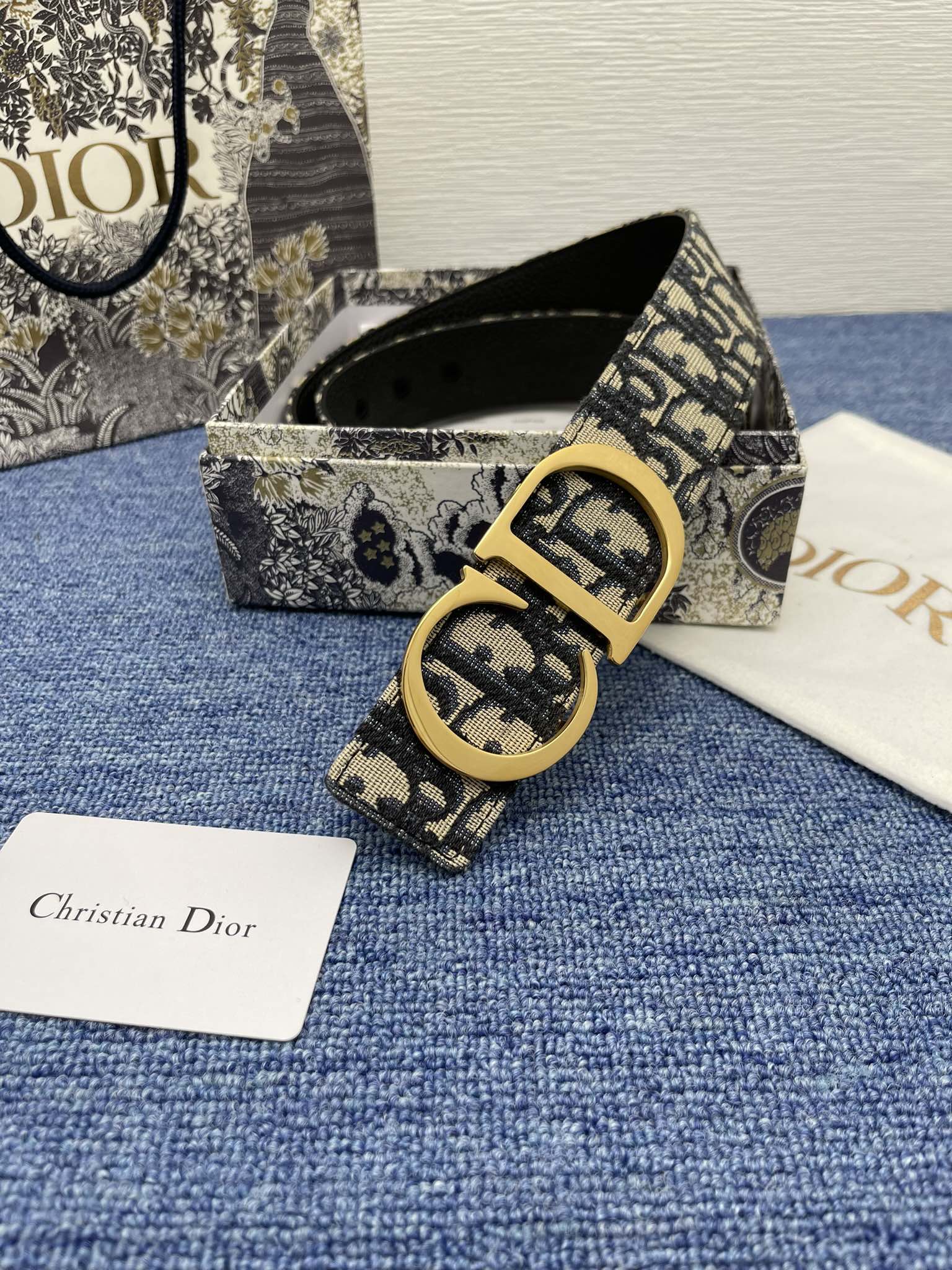 Dior Male Basic Belt Cow Leather Black Adjustable S-m