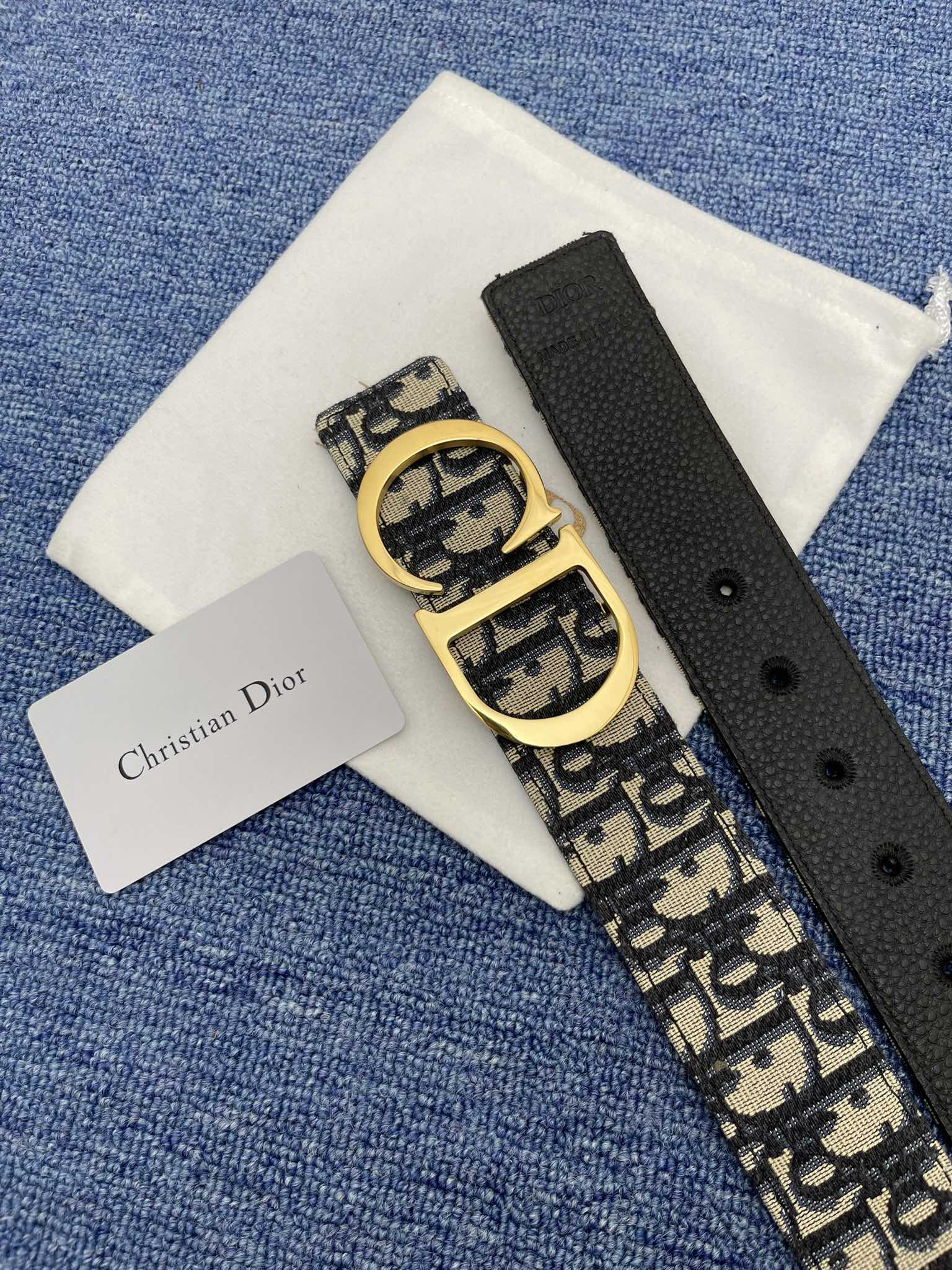 Dior Male Basic Belt Cow Leather Black Adjustable S-m