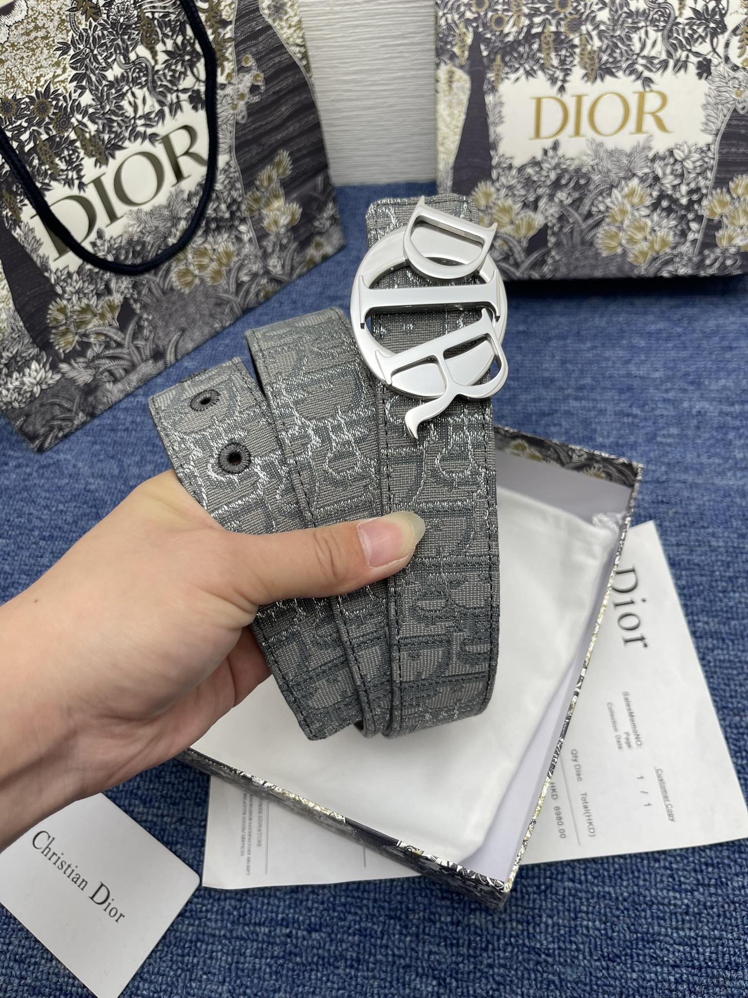 Dior Male Basic Belt Cow Leather Black Adjustable S-m