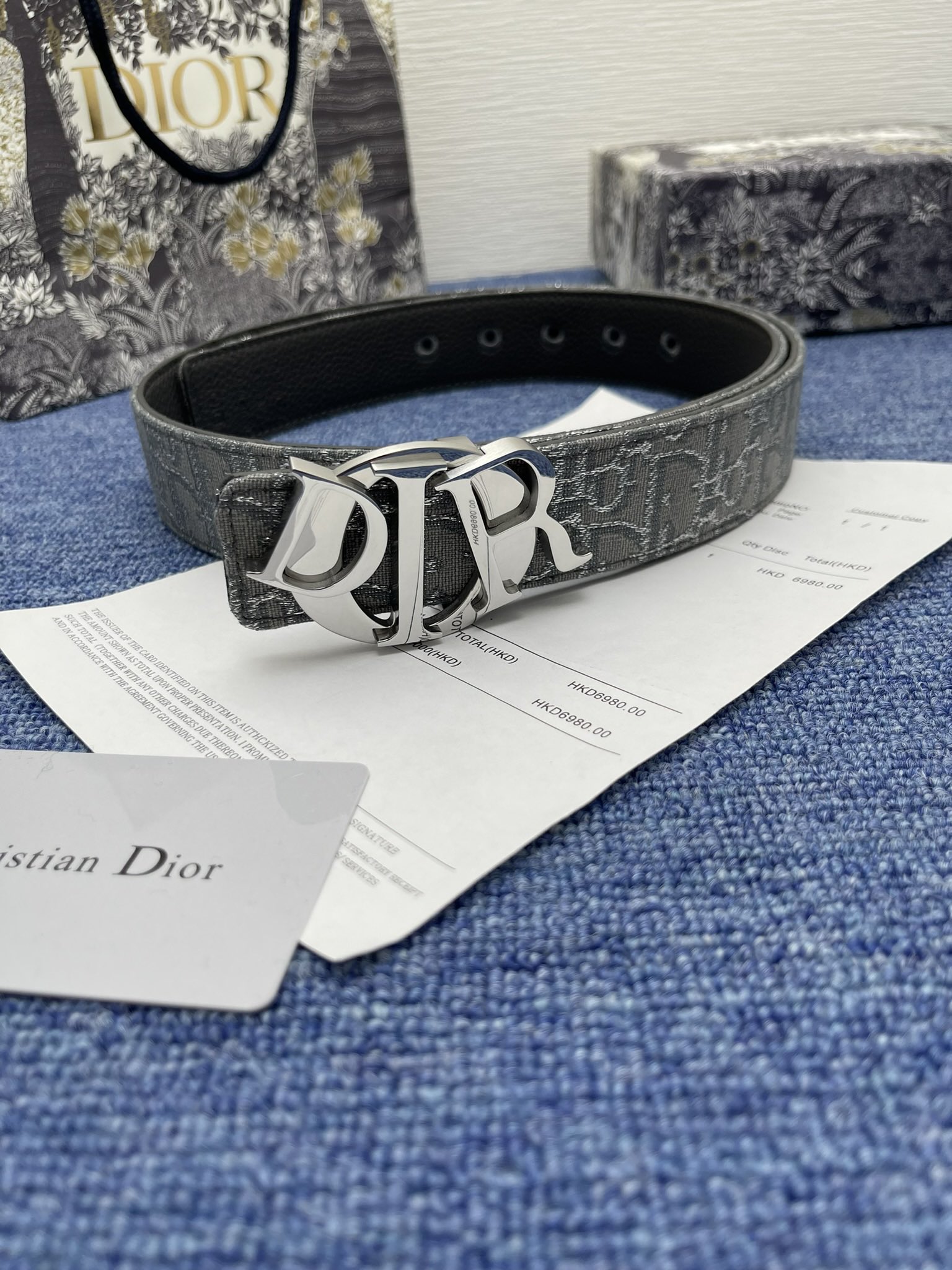Dior Male Basic Belt Cow Leather Black Adjustable S-m