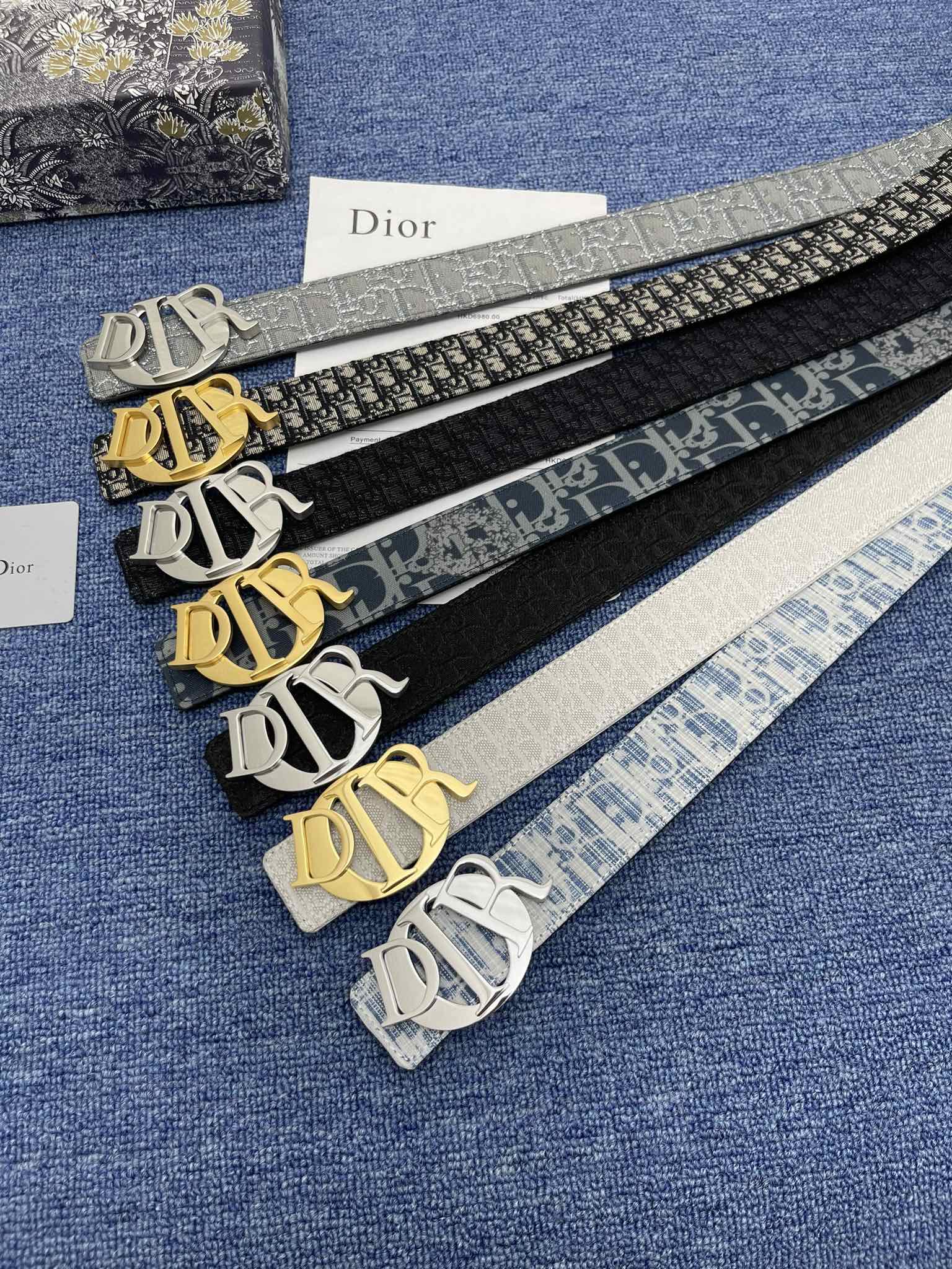 Dior Male Basic Belt Cow Leather Black Adjustable S-m