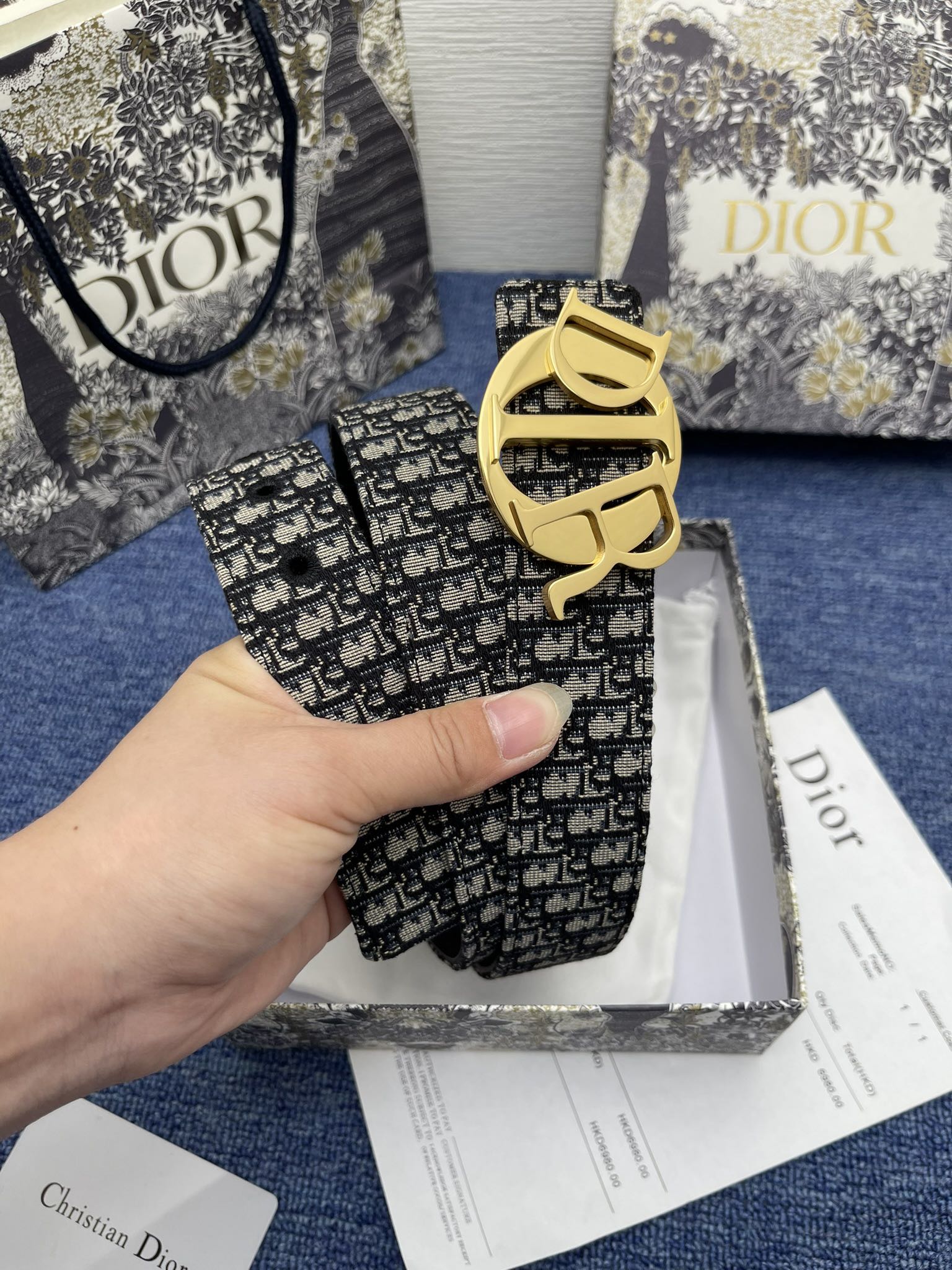 Dior Male Basic Belt Cow Leather Black Adjustable S-m