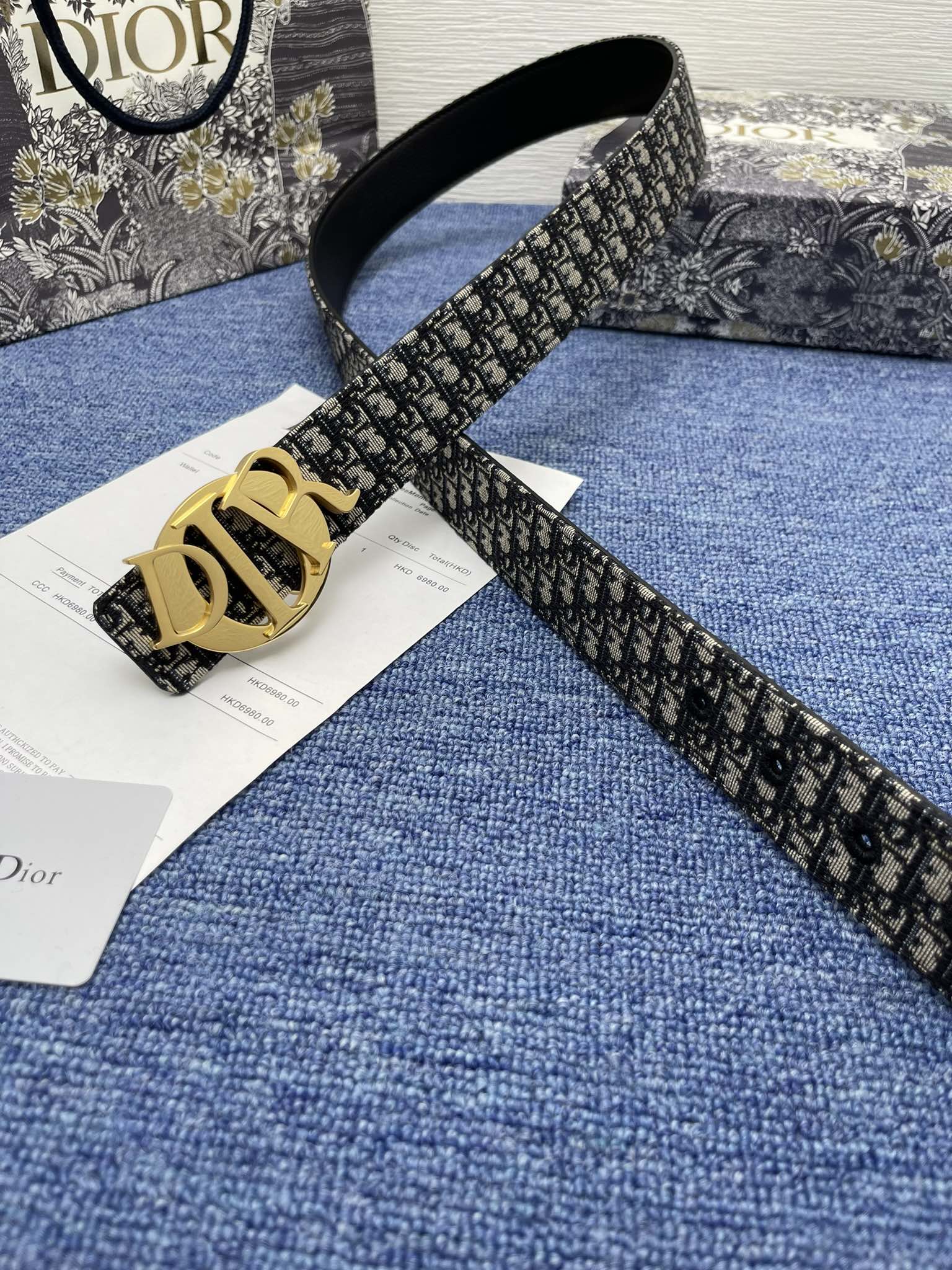 Dior Male Basic Belt Cow Leather Black Adjustable S-m