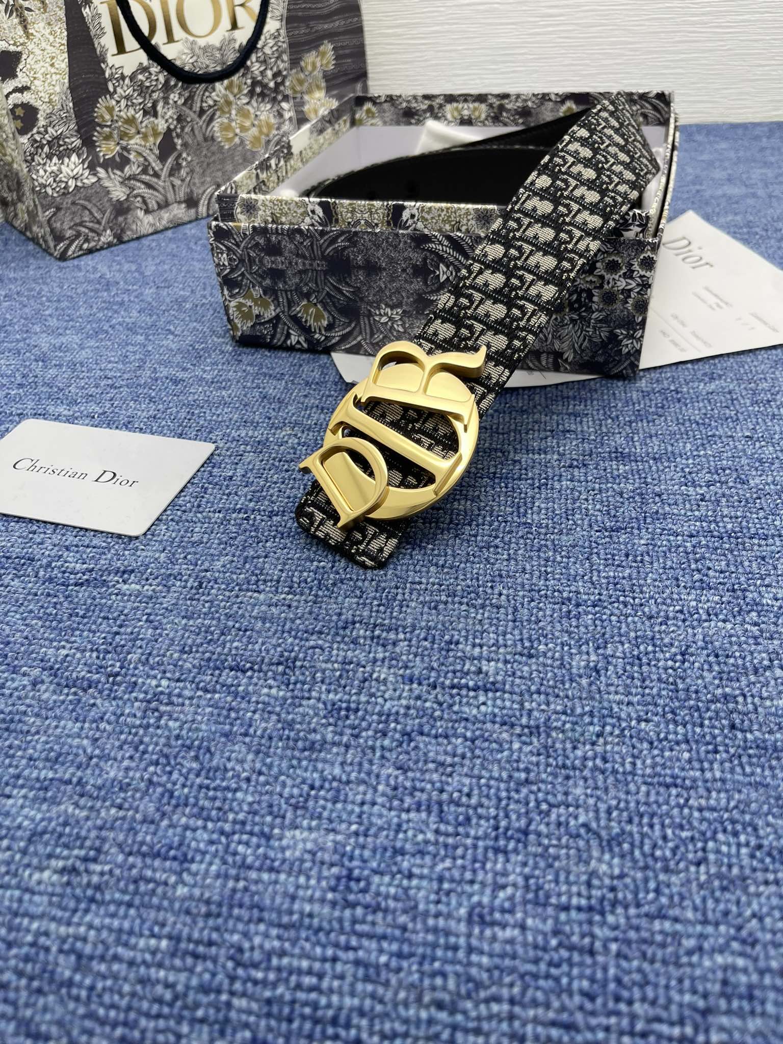 Dior Male Basic Belt Cow Leather Black Adjustable S-m