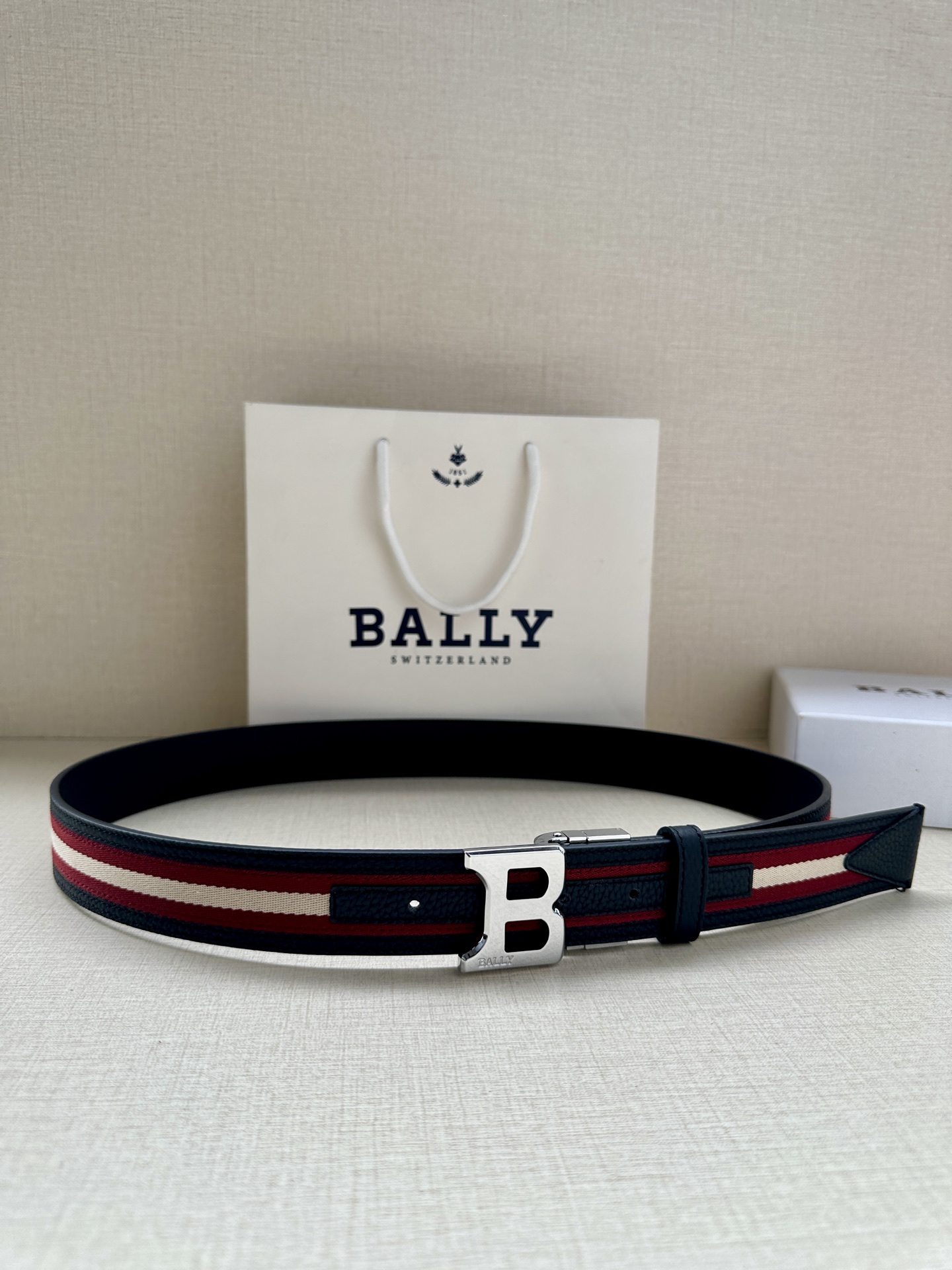 Bally Male Canvas Belt Canvas Blue M-l