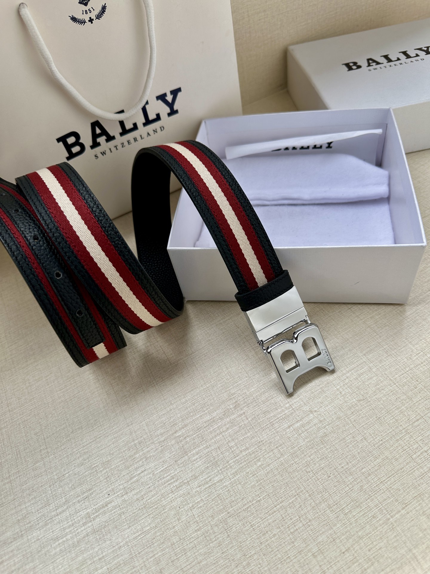 Bally Male Canvas Belt Canvas Blue M-l