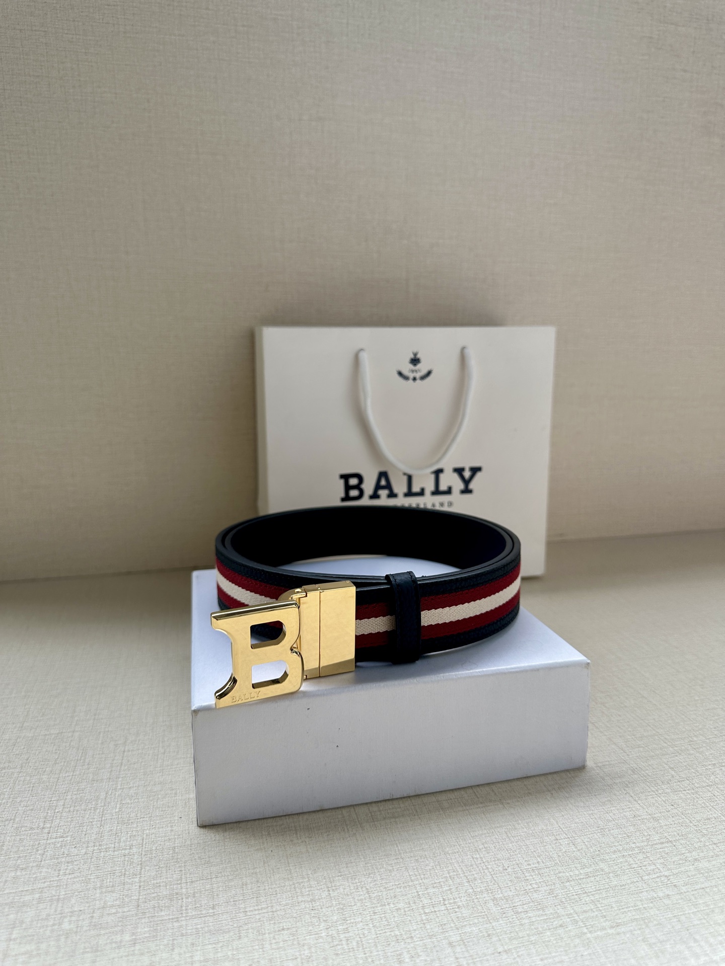 Bally Male Canvas Belt Canvas Blue M-l