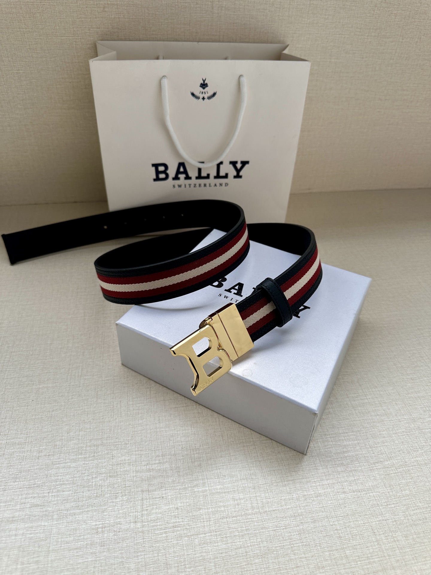 Bally Male Canvas Belt Canvas Blue M-l