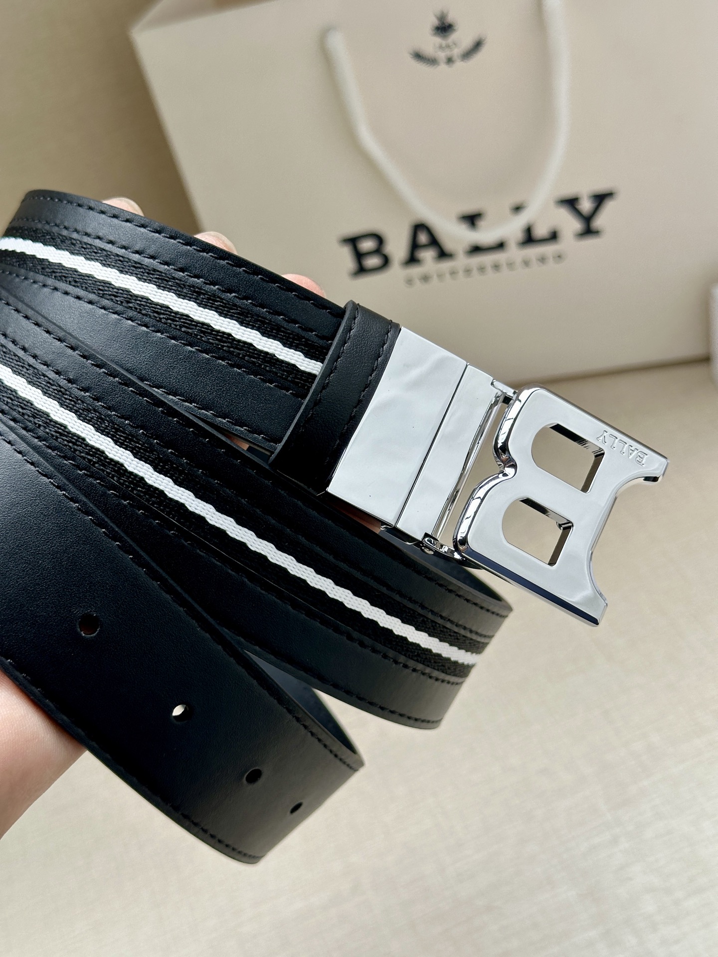 Bally Male Canvas Belt Canvas Blue M-l