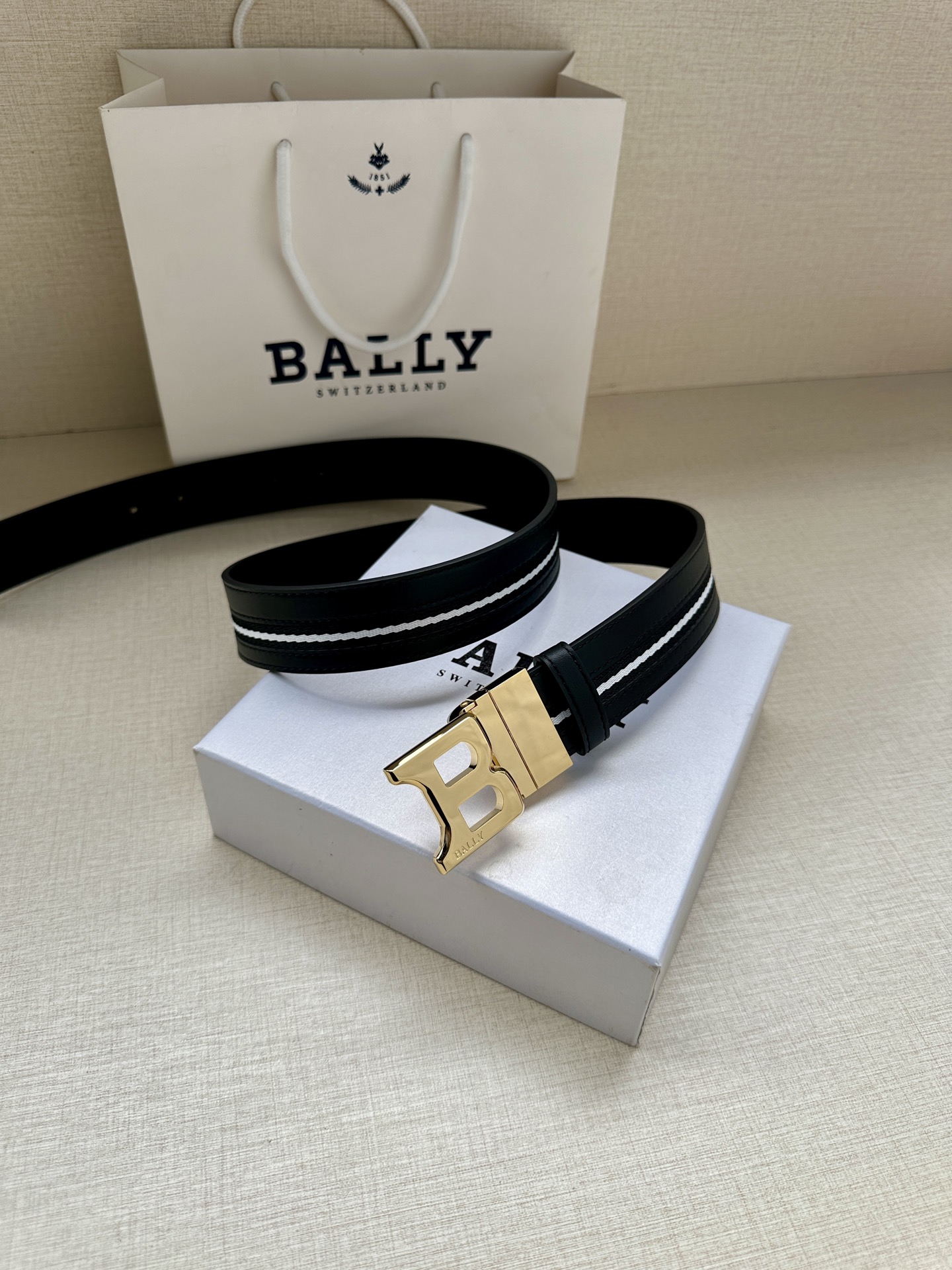 Bally Male Canvas Belt Canvas Blue M-l