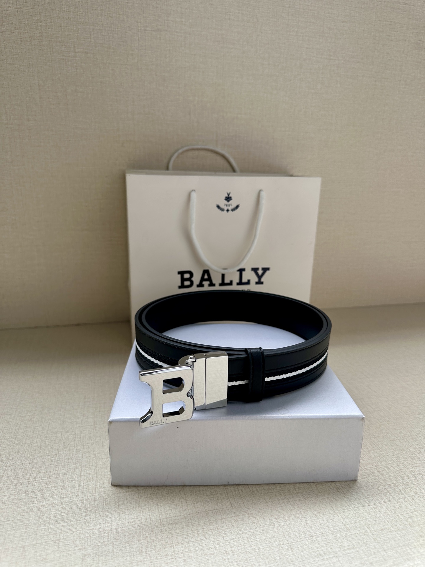 Bally Male Canvas Belt Canvas Blue M-l