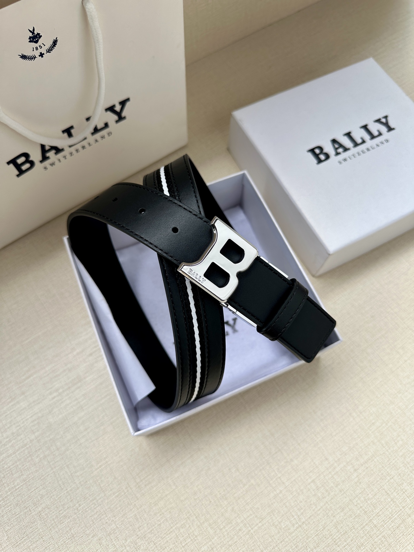Bally Male Canvas Belt Canvas Blue M-l