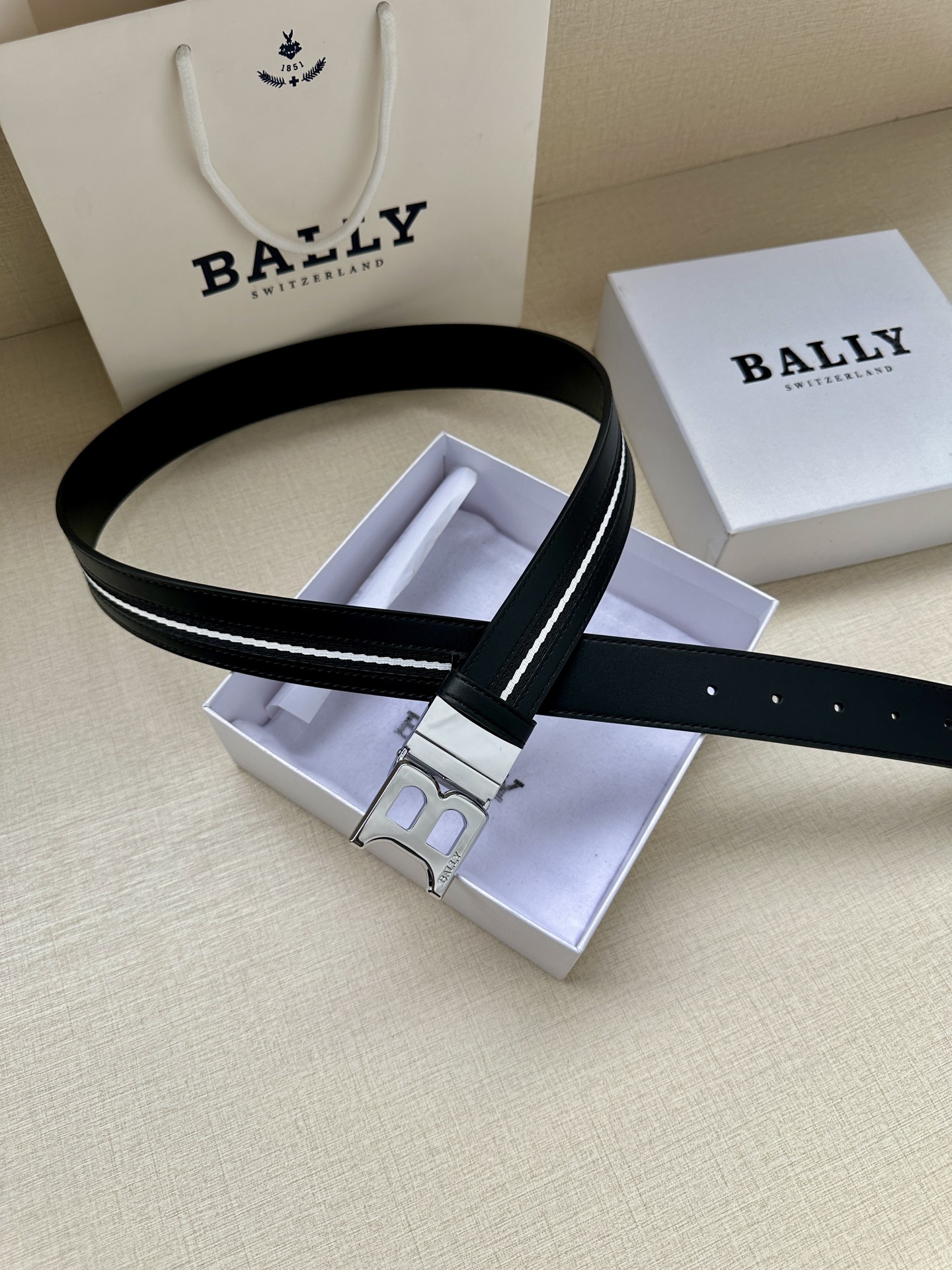 Bally Male Canvas Belt Canvas Blue M-l