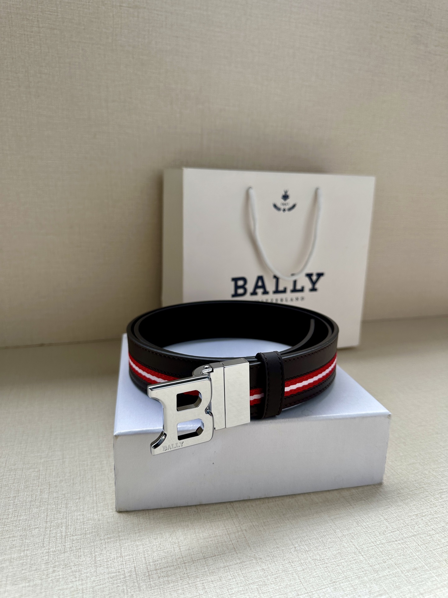 Bally Male Canvas Belt Canvas Blue M-l