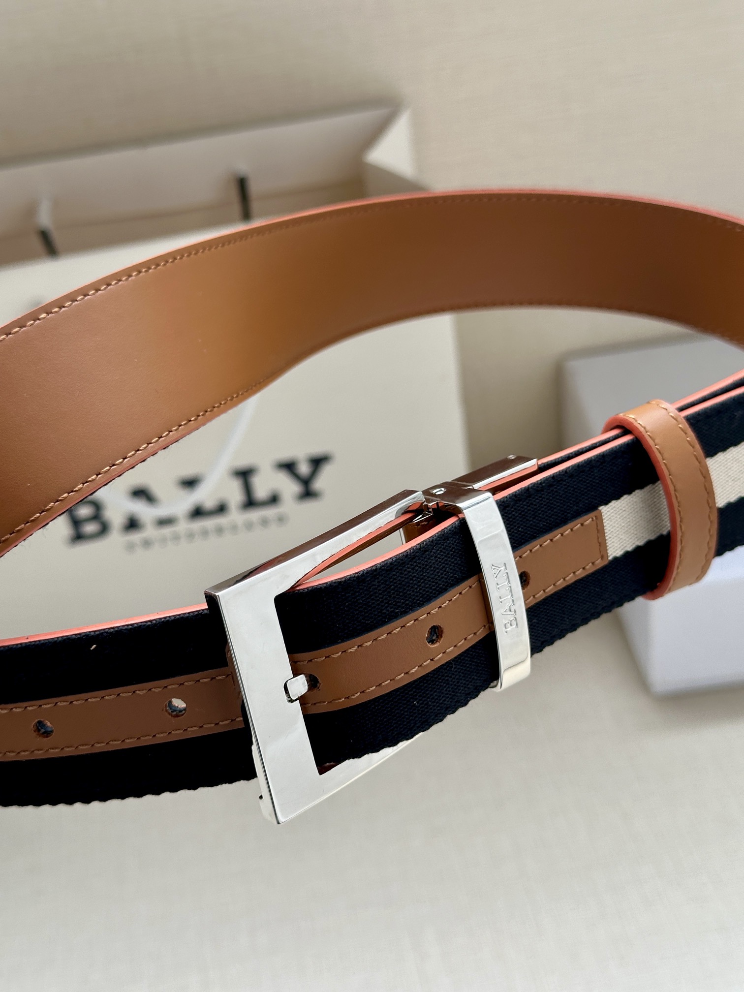 Bally Male Canvas Belt Canvas Blue M-l