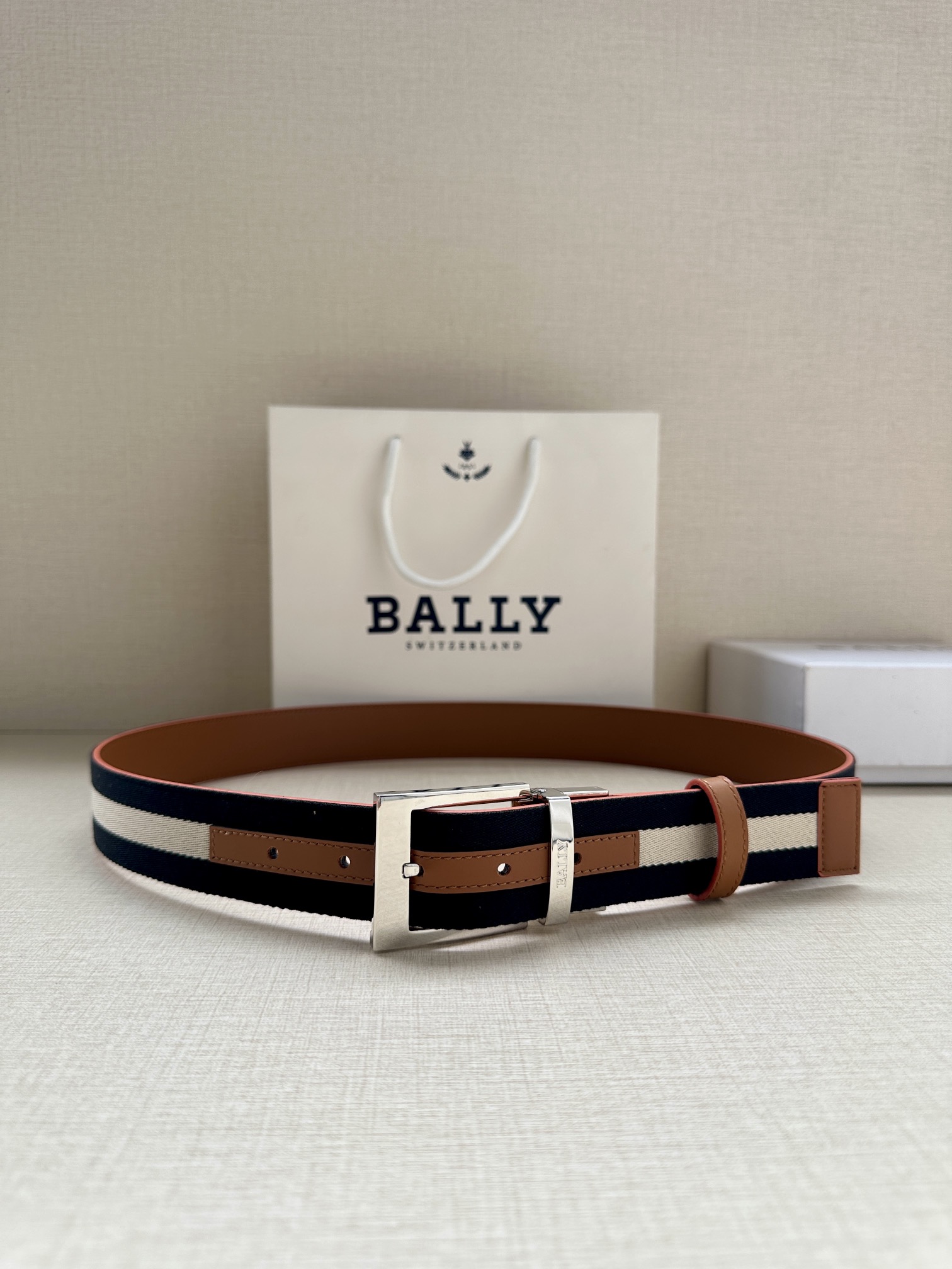 Bally Male Canvas Belt Canvas Blue M-l
