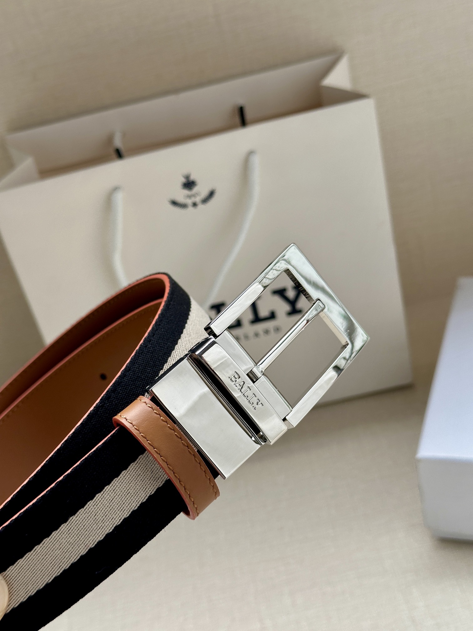 Bally Male Canvas Belt Canvas Blue M-l