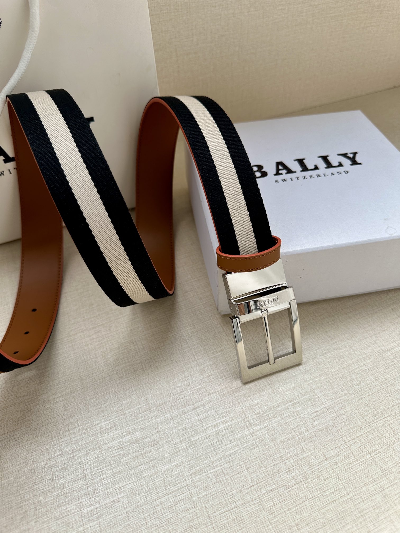 Bally Male Canvas Belt Canvas Blue M-l