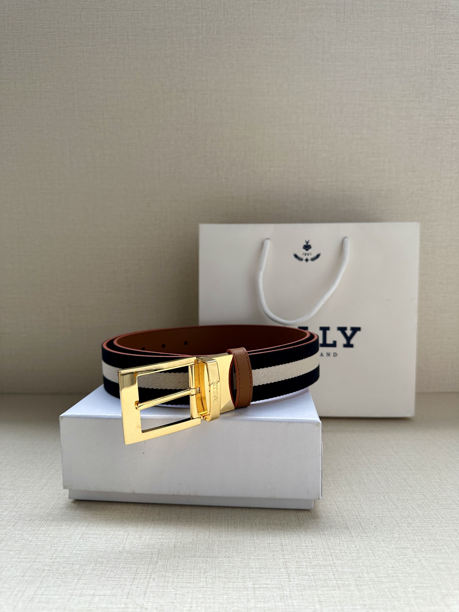 Bally Male Canvas Belt Canvas Blue M-l