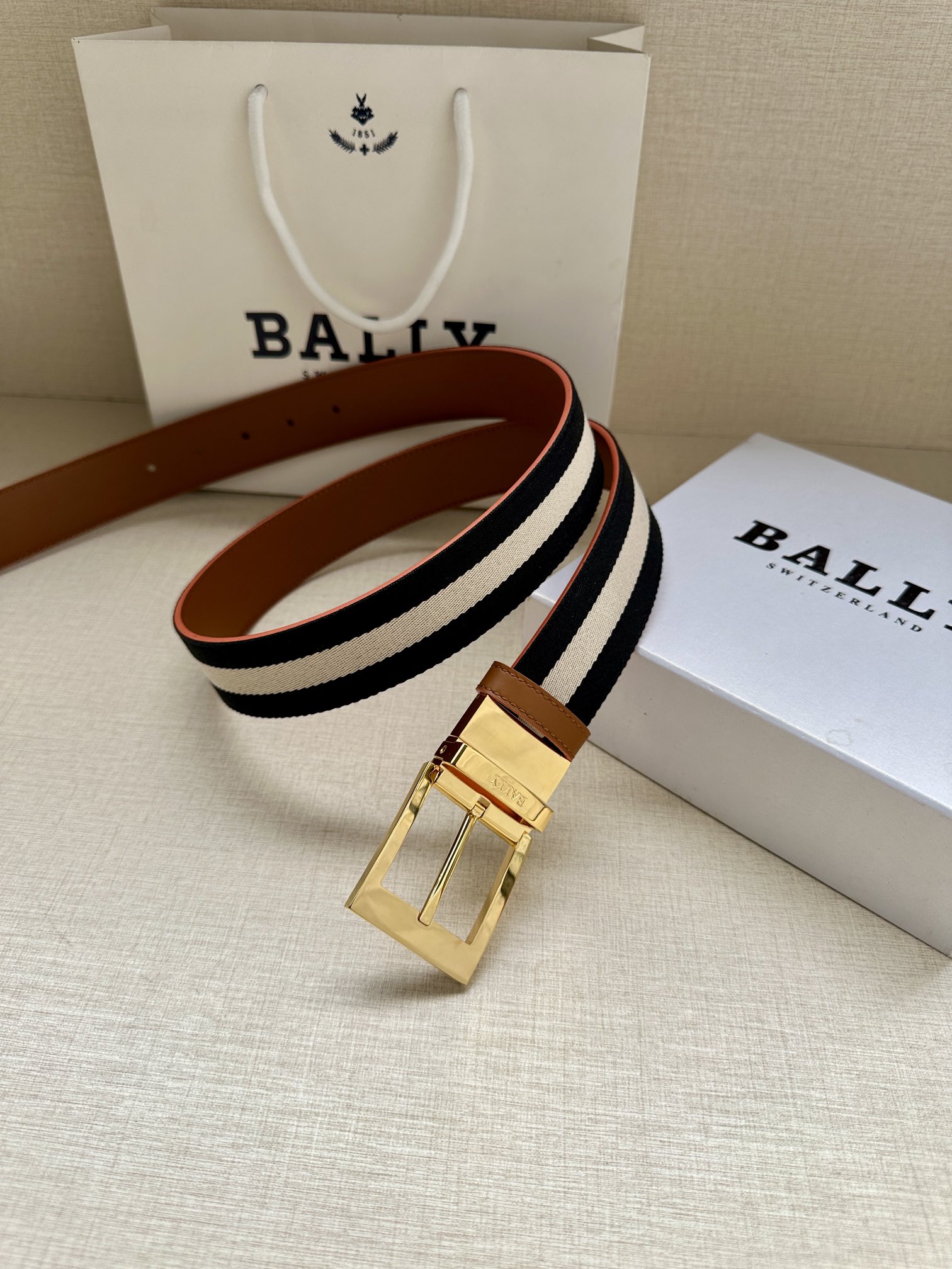 Bally Male Canvas Belt Canvas Blue M-l