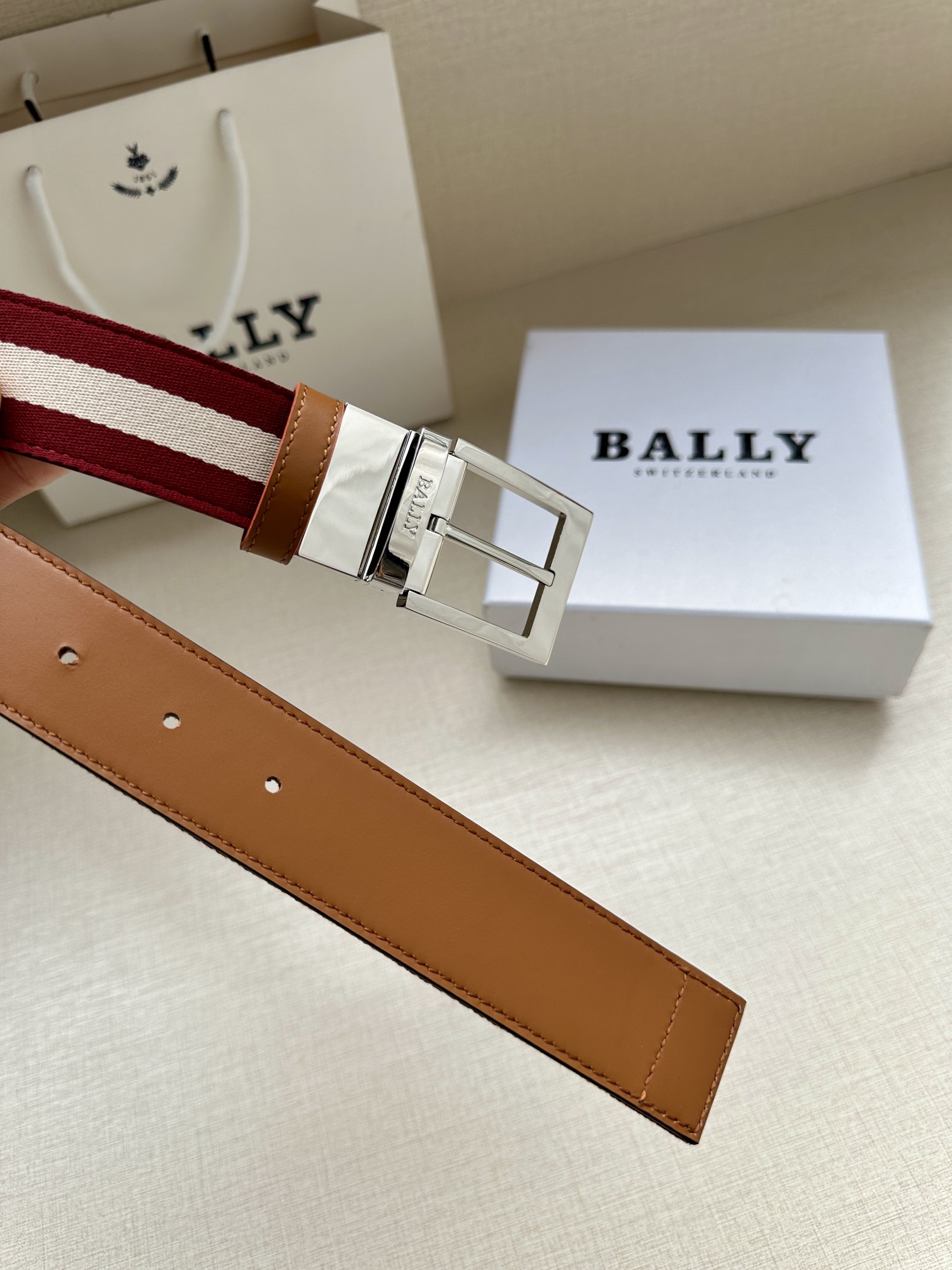 Bally Male Canvas Belt Canvas Blue M-l