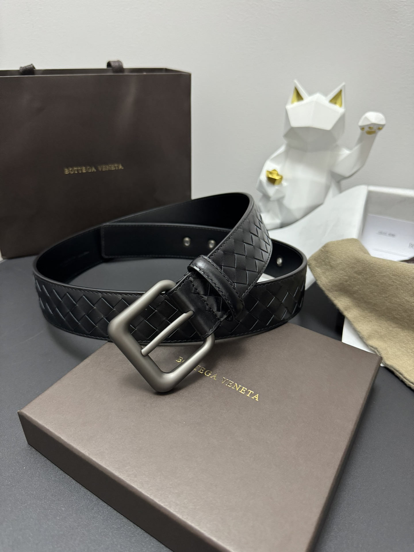 Bottega Veneta Basic Belt Cow Leather Black M